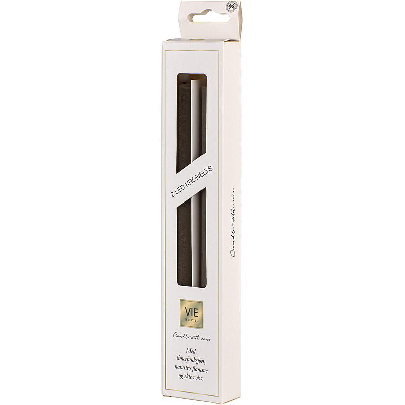 Vie Selected Kronelys 2-pk 24 cm LED timer varmgrå