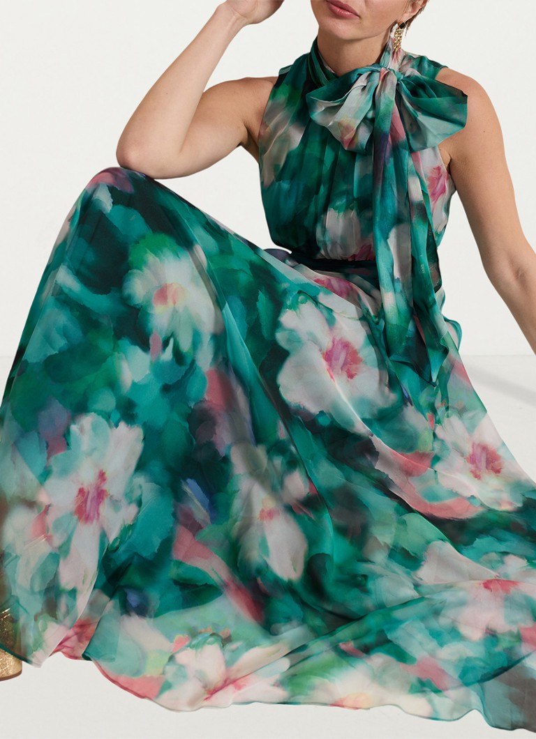 Phase Eight Petite Lucinda maxi dress with floral print and pleats