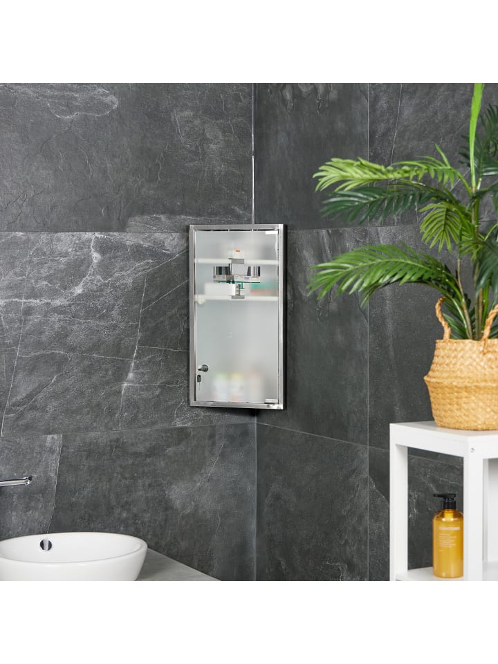 relaxdays Medizinschrank in Silber - (B)30 x (H)56 x (T)18 cm günstig kaufen onesize