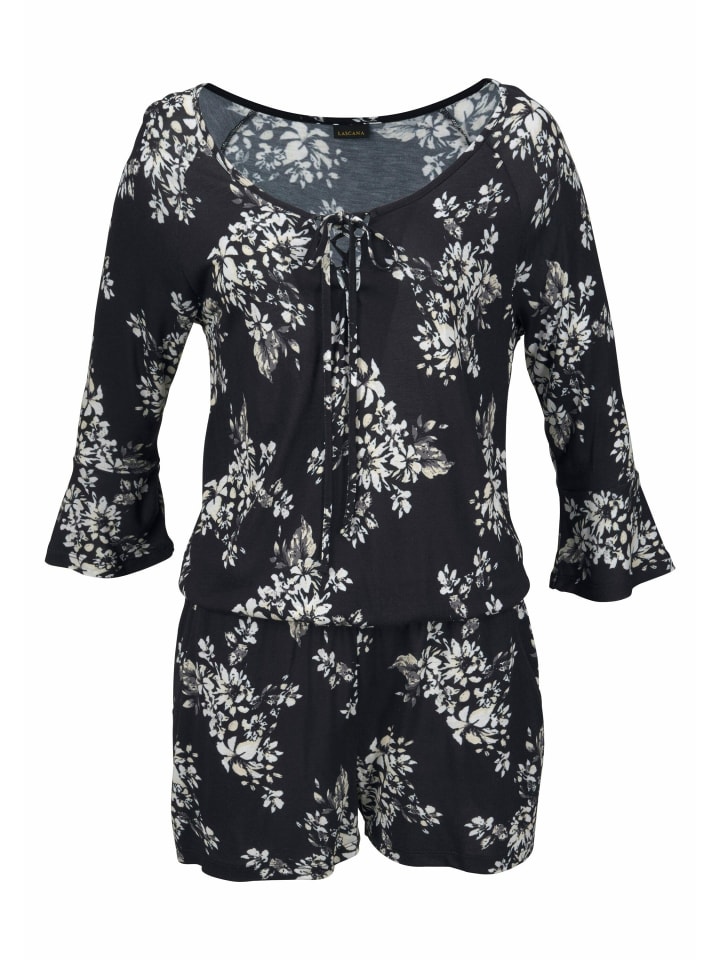 LASCANA Overall in schwarz-creme-bedruckt günstig kaufen