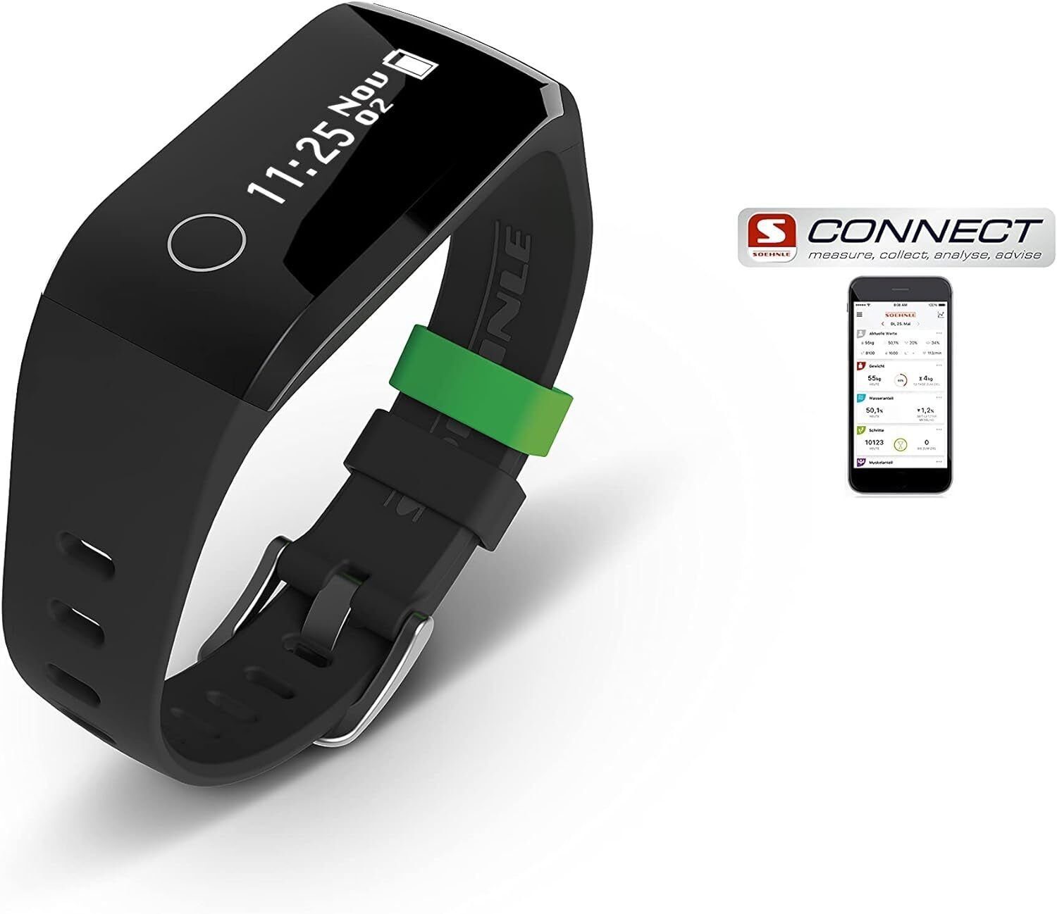 Soehnle Fitness-Tracker Bluetooth Fit Connect 200HR Fitnessarmband Touch Display Armbanduhr (mit Armband), 10 Tage Laufzeit,SMS,ANRUF,OLED,Vibrationsalarm