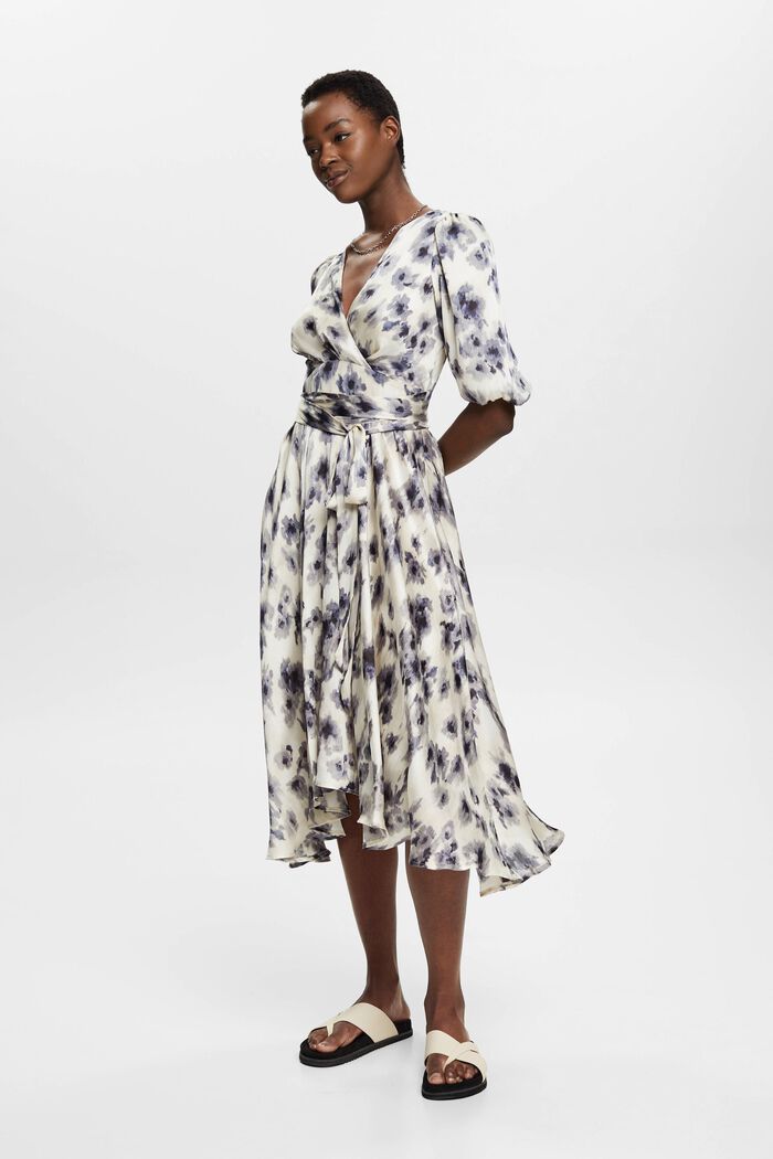 Kleid mit Puffärmeln und Blumen-Print