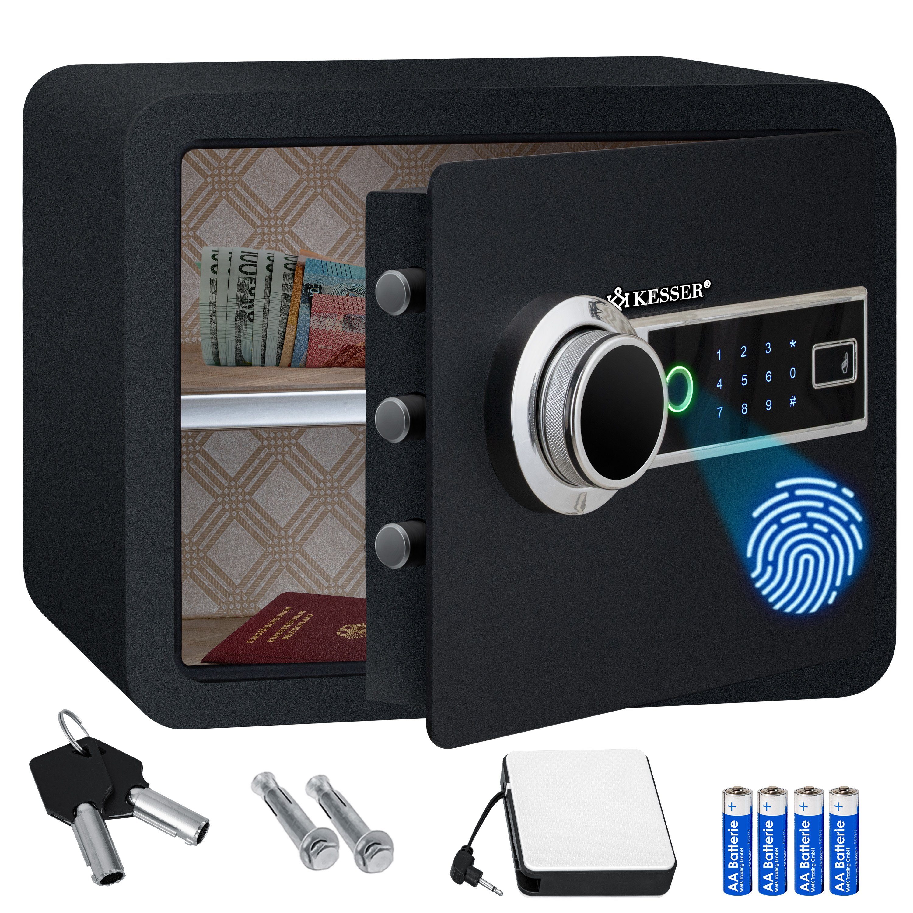 KESSER Tresor, Elektrischer Tresor mit Fingerabdruck Inkl. Batteriebox