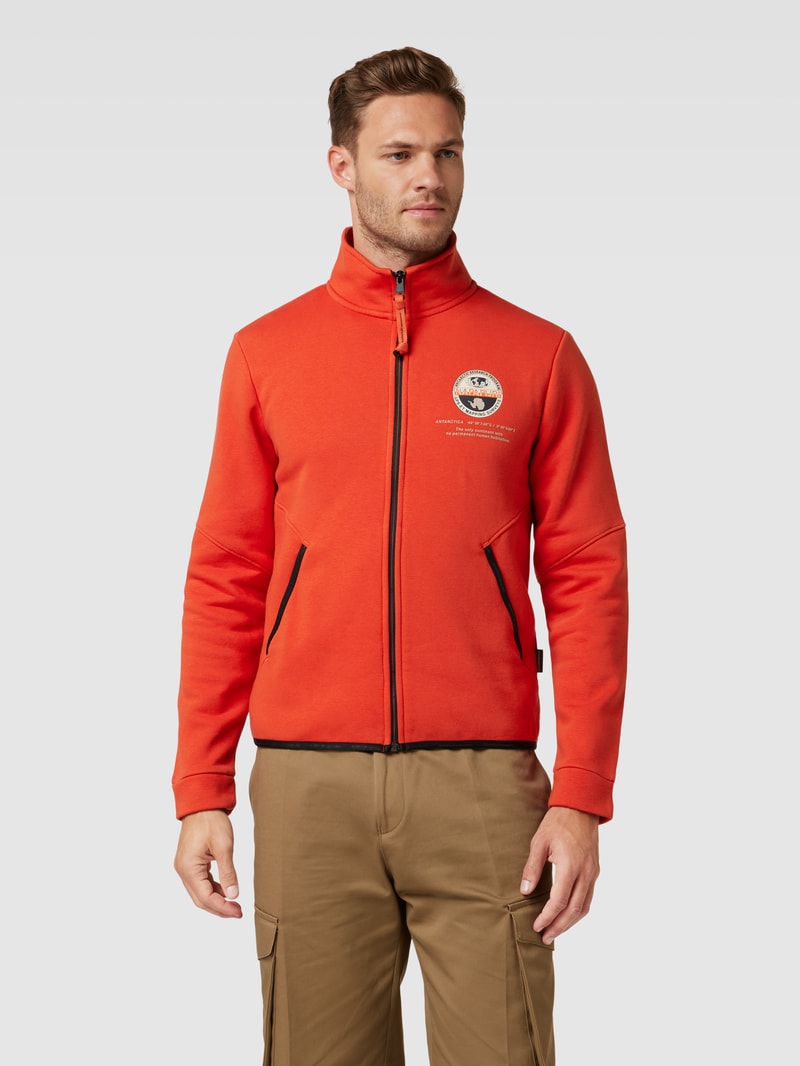 Sweatjacke mit Stehkragen in orange