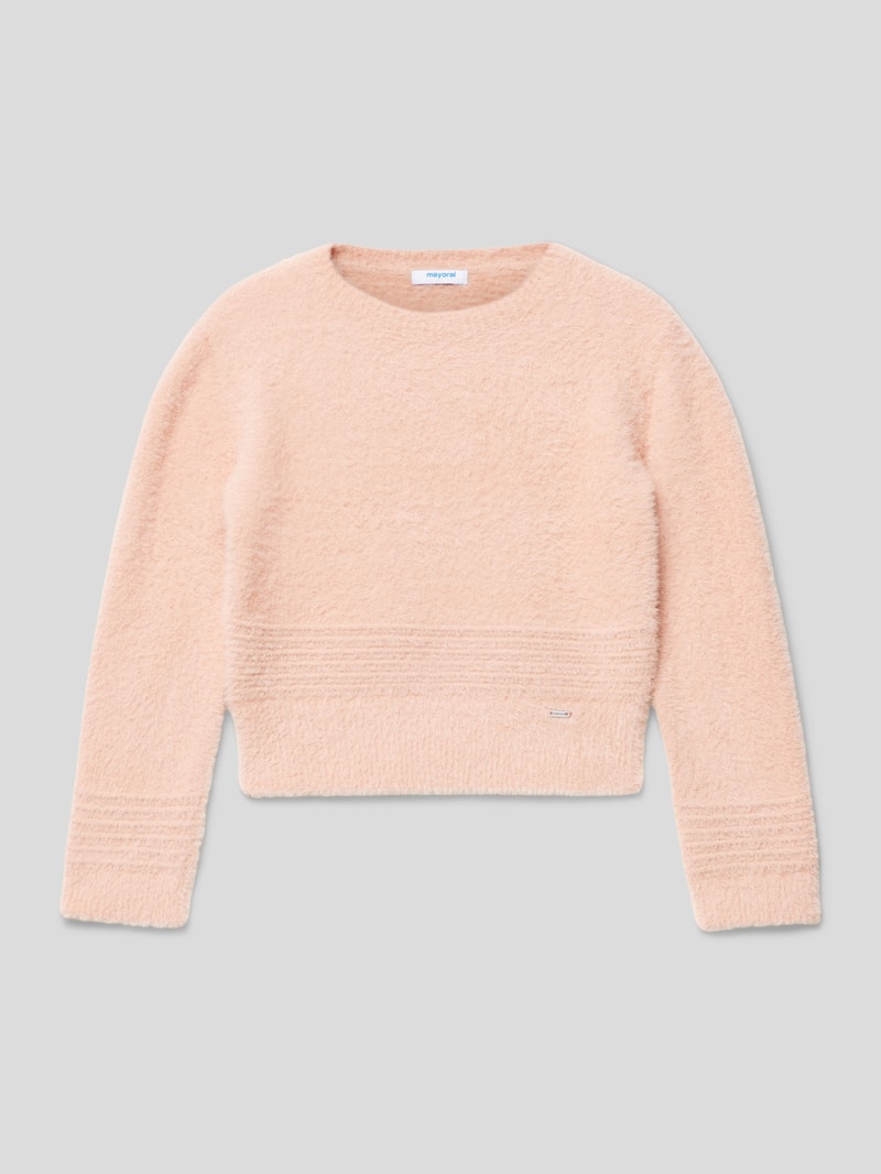 Strickpullover in Fell-Optik in hellrosa