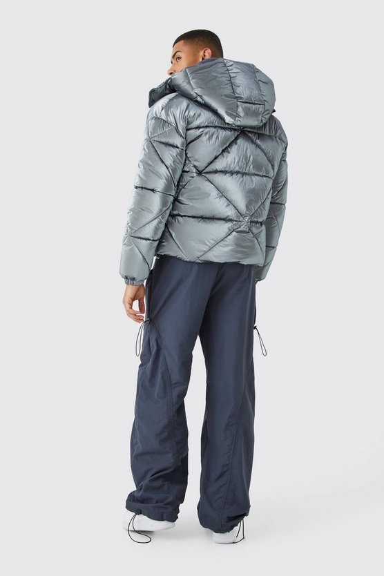 Kastige Metallic Steppjacke