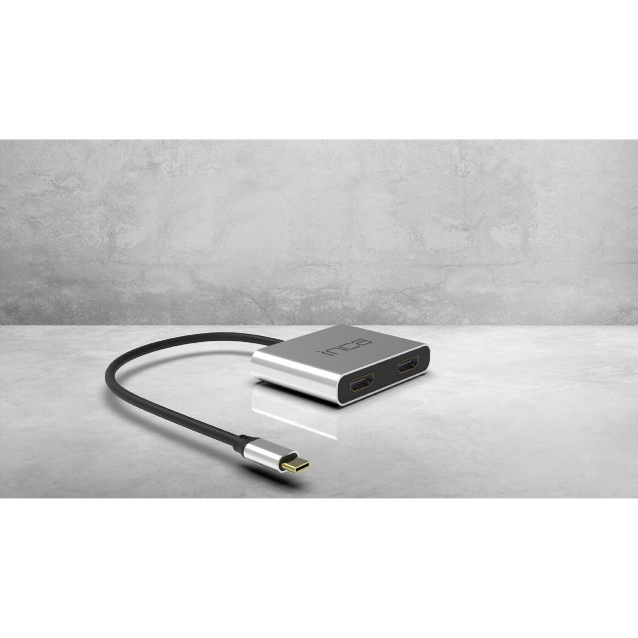 Inca Typ-C-Hub X4 Dual HDMI 4K@30 Hz  USB-C Adapter Silber