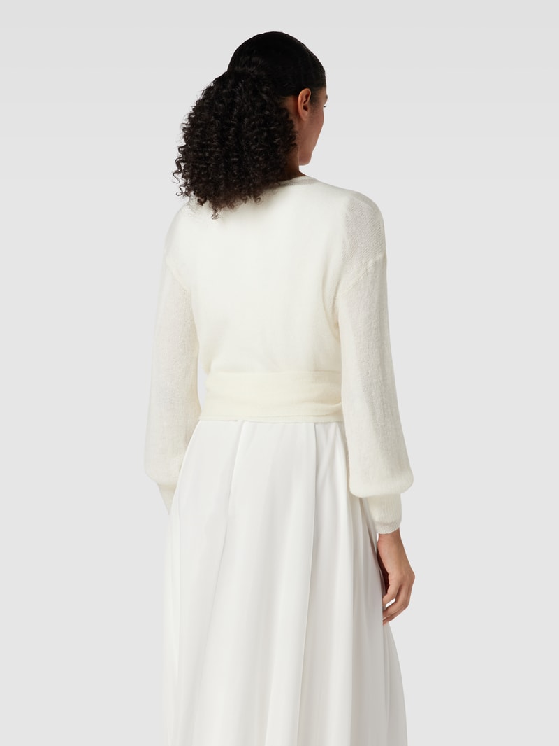 Strickjacke in Wickel-Optik mit Woll-Anteil in offwhite