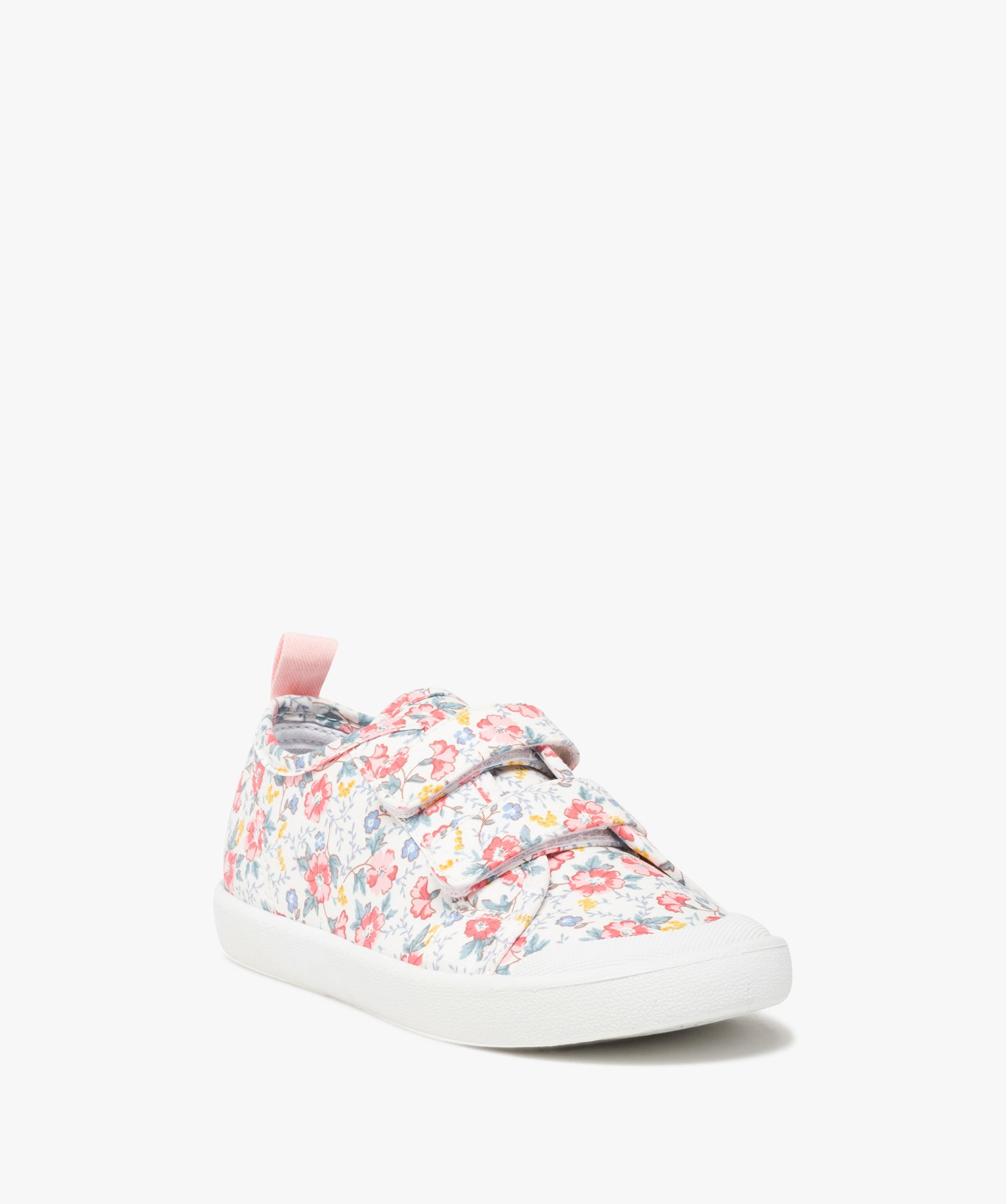 Baskets fille en toile imprimée fleurs fermeture scratch vert | GEMO