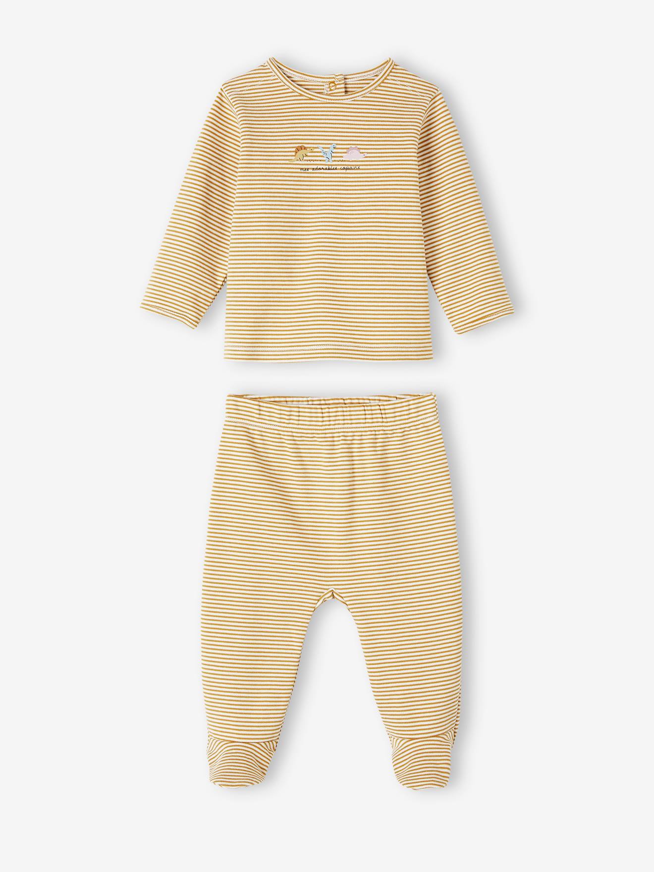 Lot de 2 pyjamas dinosaure bébé en interlock terracotta