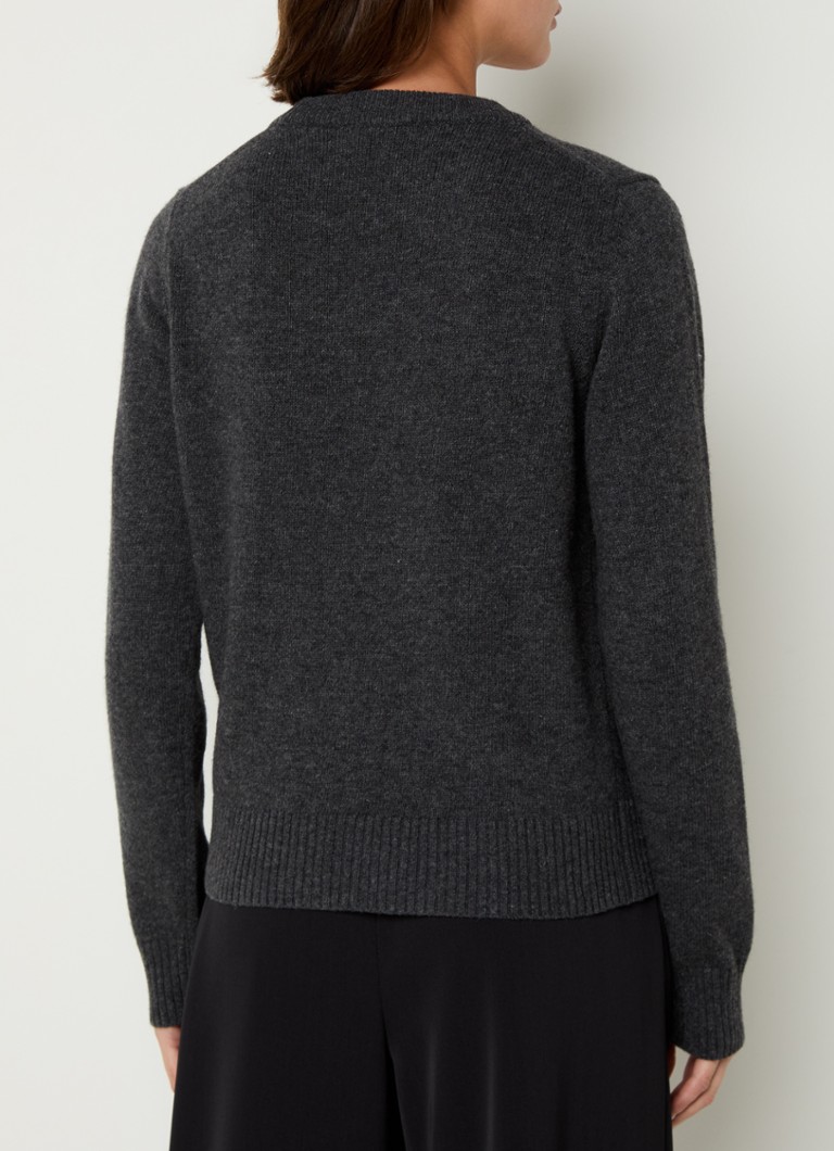 Maglione Ganni a maglia fine in misto lana con logo lavorato a maglia