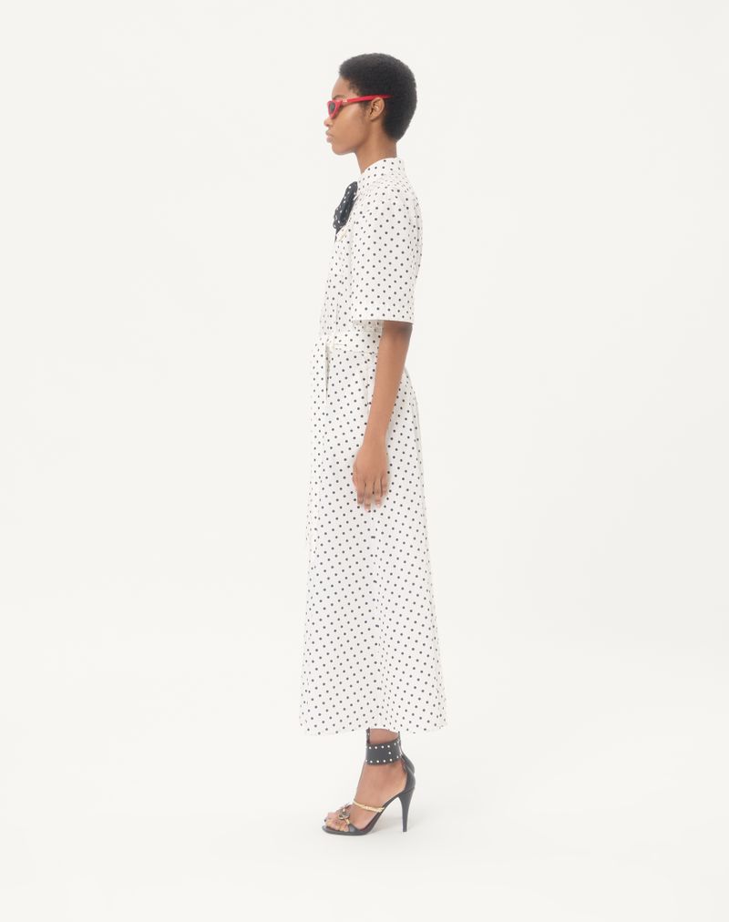 Plus-de-pois Print Poplin Midi-kjole