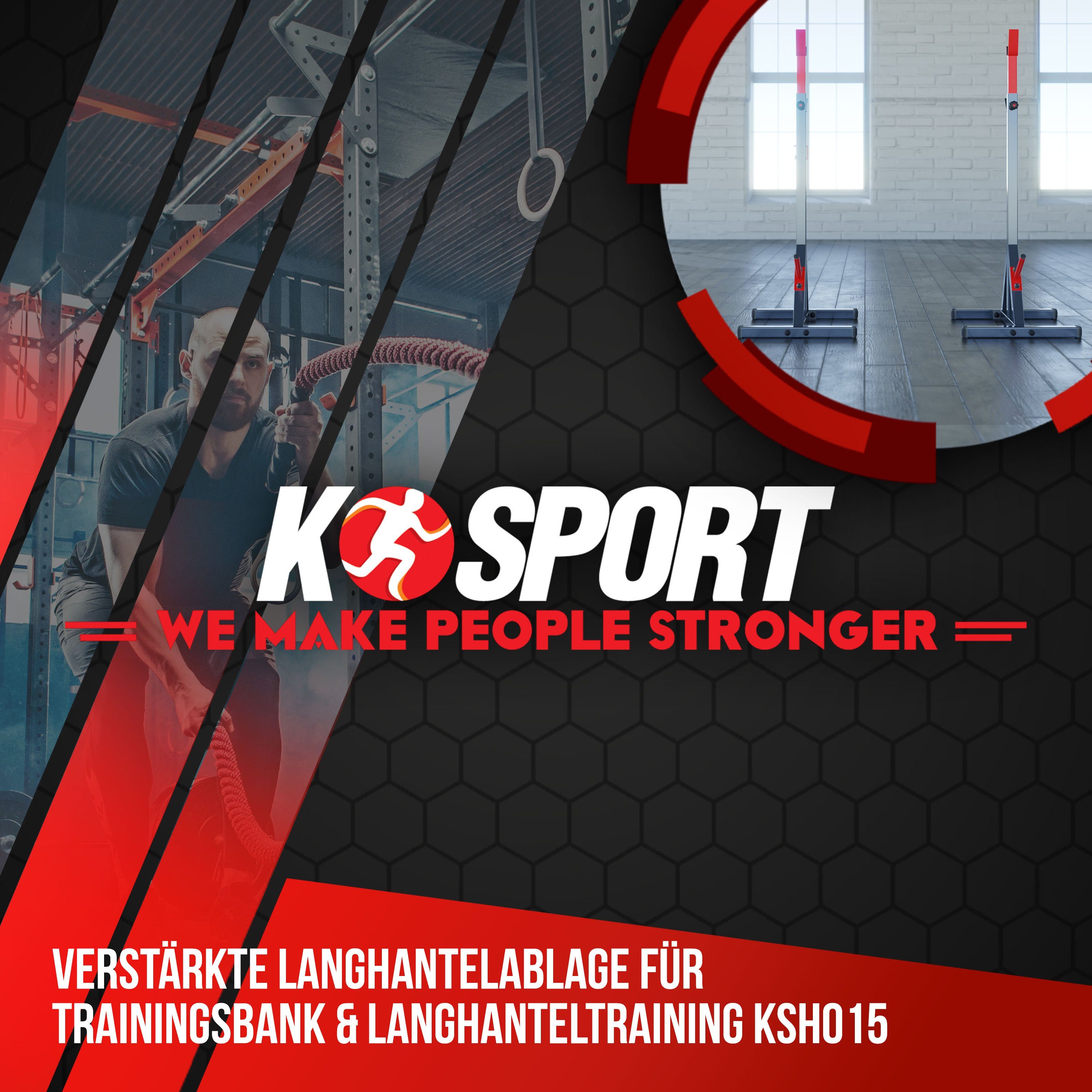 K-SPORT Kraftstation 2 x Langhantelständer, (Squat-Rack für Langhanteltraining, Kniebeugeständer, Langhantelablage bis 250kg), Made in EU!