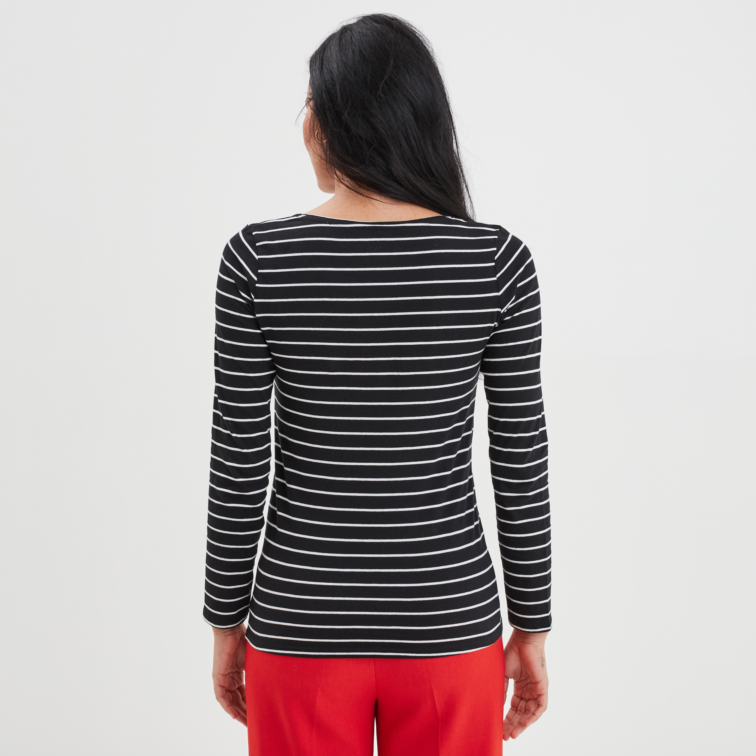 Haut marinière manches longues noir femme | La Halle