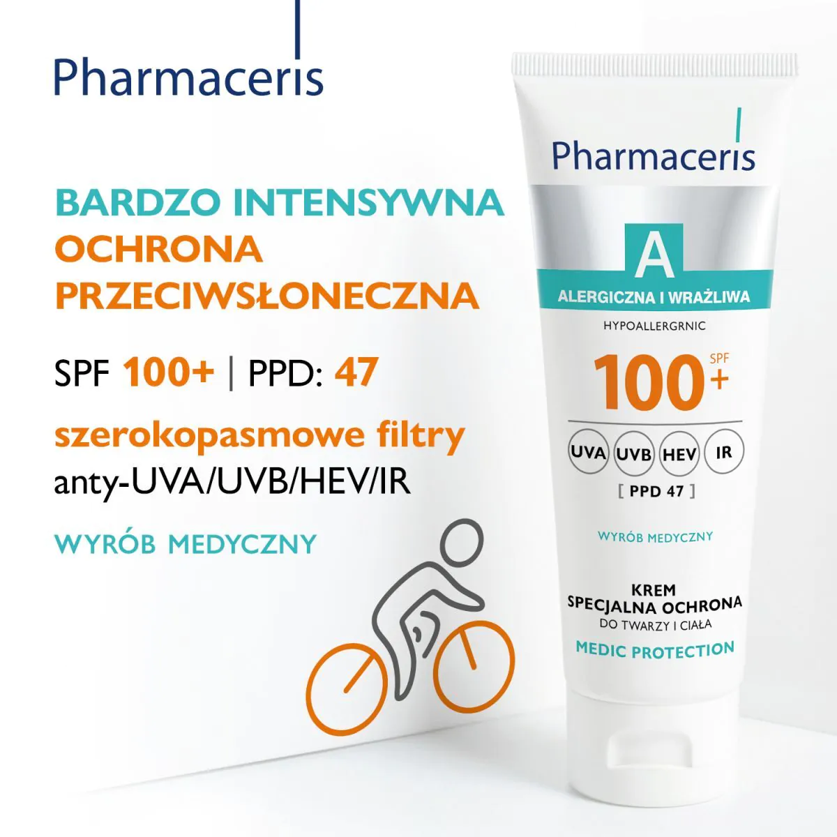 „Pharmaceris A Medic“ apsauginis kremas, ypatinga apsauga veidui ir kūnui, SPF100+