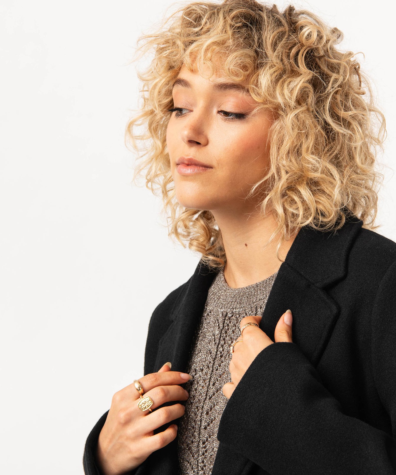 Manteau long à col tailleur femme noir | GEMO
