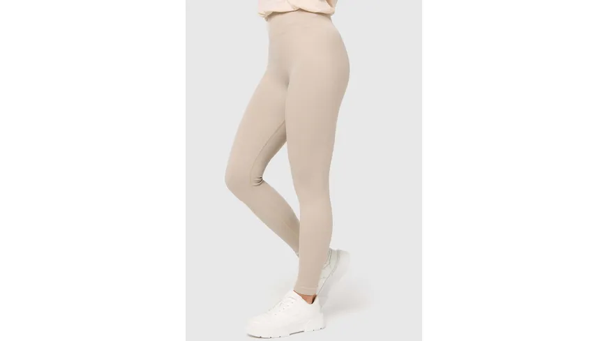 NUR DIE Damen Leggings Relax & Go Ripp-Optik taupe