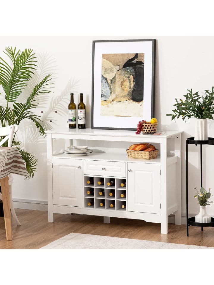 COSTWAY Sideboard mit Weinregal in Weiß günstig kaufen onesize
