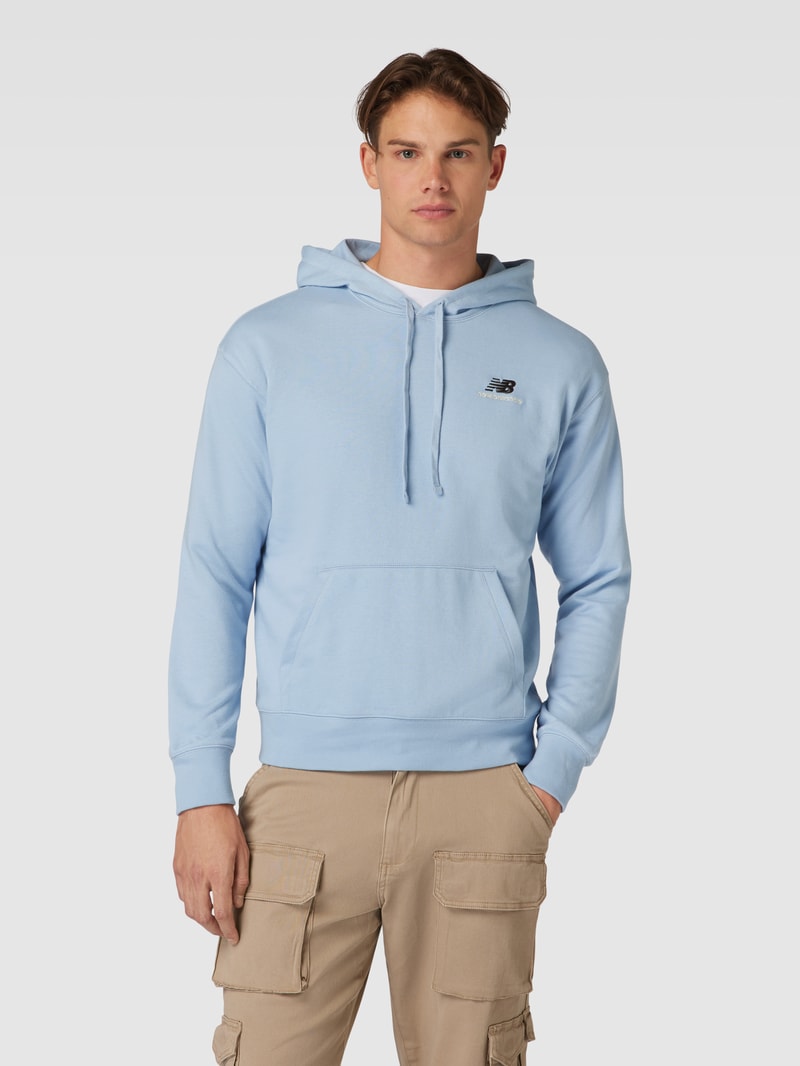 Hoodie mit Logo-Stitching in rauchblau