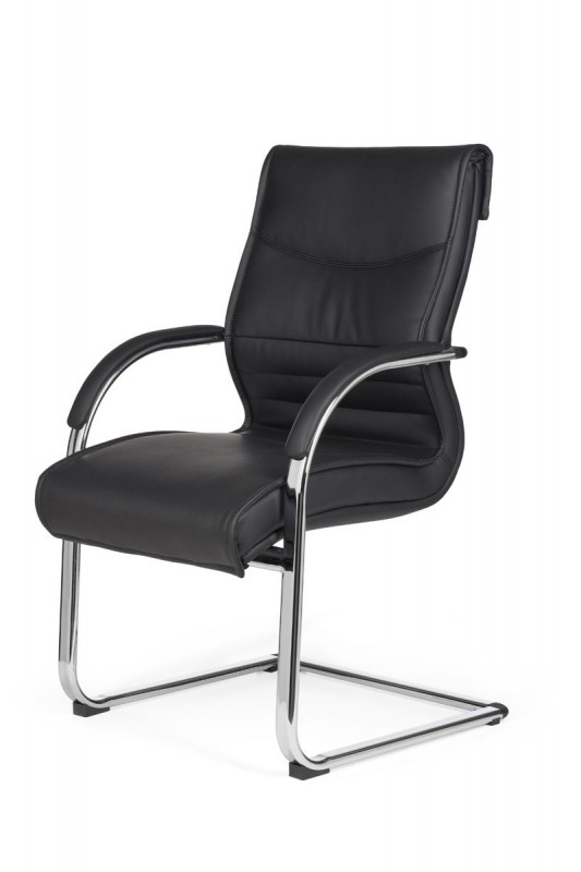 Amstyle Visitor Freischwinger Leder Optik schwarz