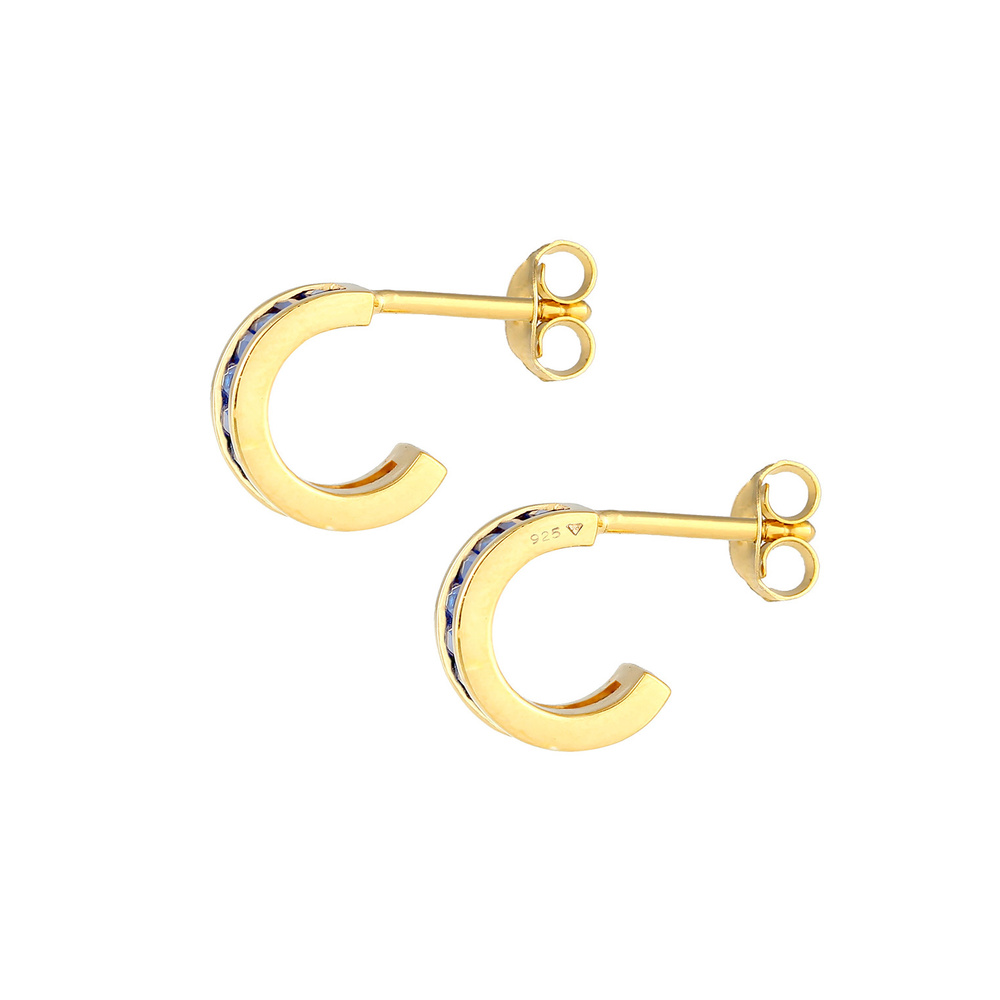 Elli PREMIUM Elli PREMIUM Boucles d'Oreilles Créoles élégantes avec saphirs en 925/1000 argent Boucles d'oreilles