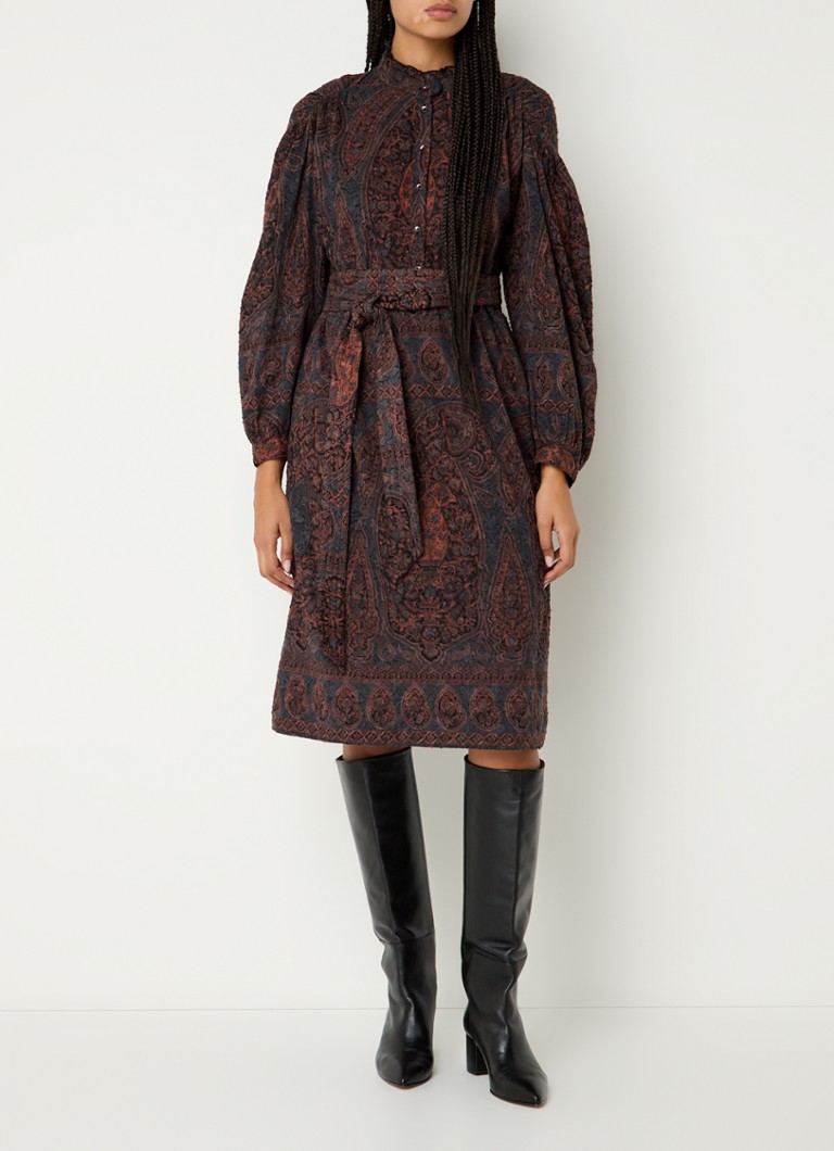 Antik Batik Tajaro midi tunic dress with paisley design and tie belt