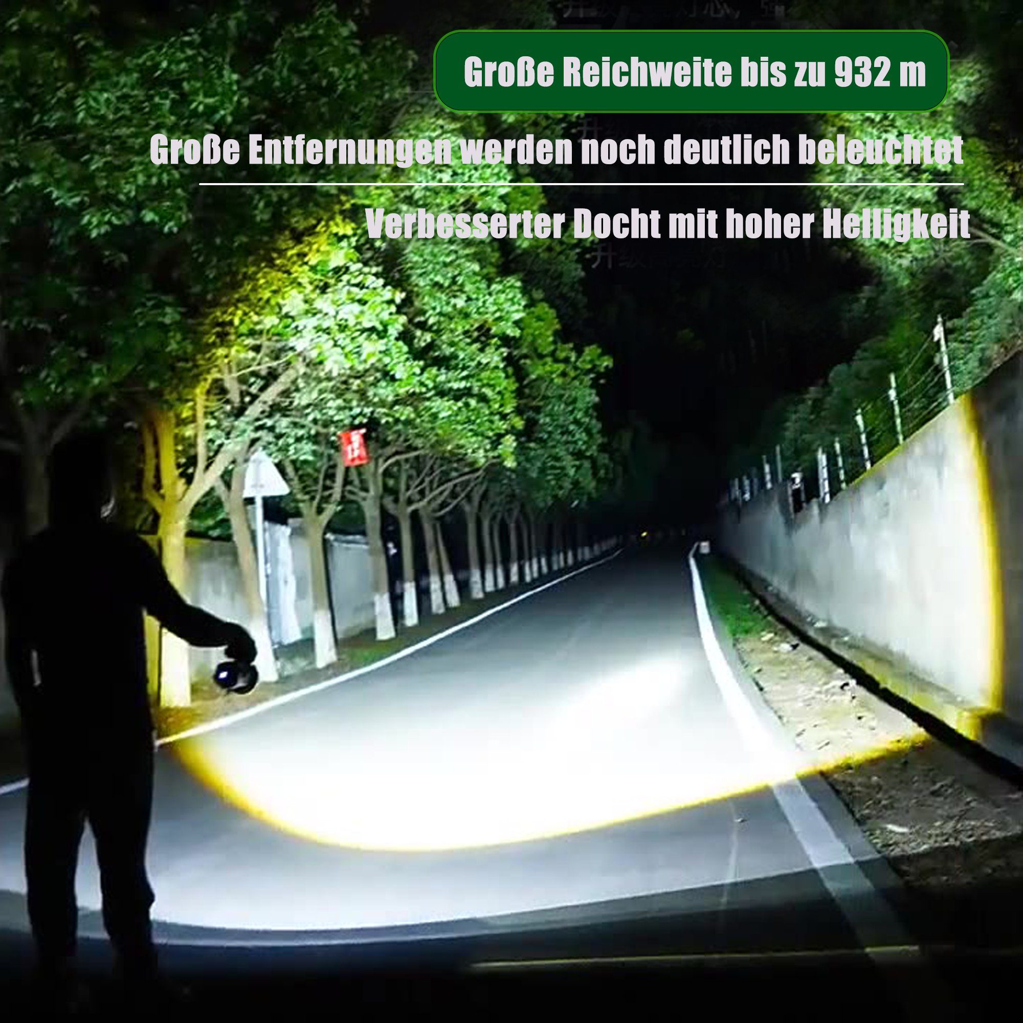 KUGI Taschenlampe Tragbare Ultrahelle LED-Taschenlampe Campinglampe 6 Lichtmodi (Handscheinwerfer Camping-Lichter wiederaufladbare Laterne), 3000mAh Power Bank, Elektronische Laterne für den Außenbereich