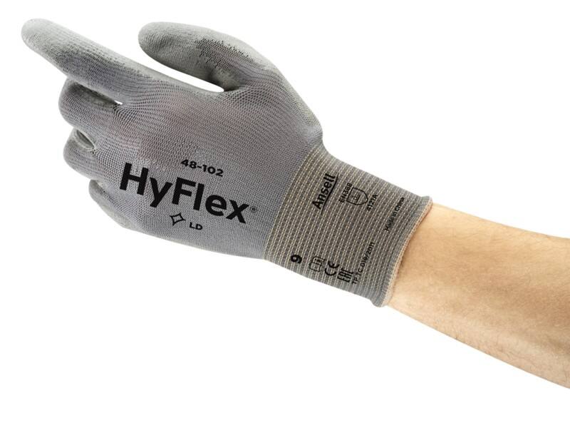 Ansell HyFlex Mechanical Protection Arbeitshandschuhe Nylon, PU (Polyurethan) Größe 8 Grau 12 Paar