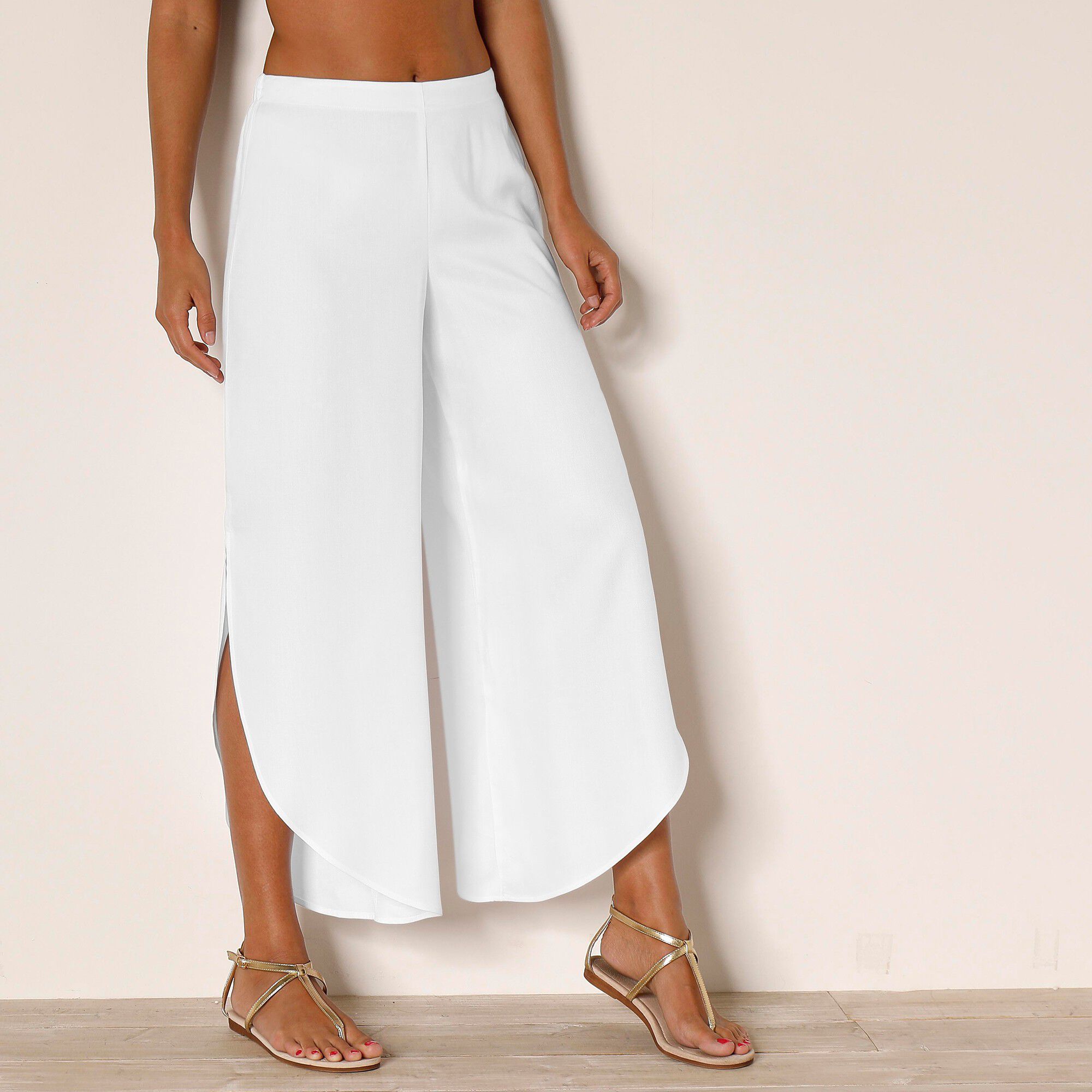Pantalon large fendu