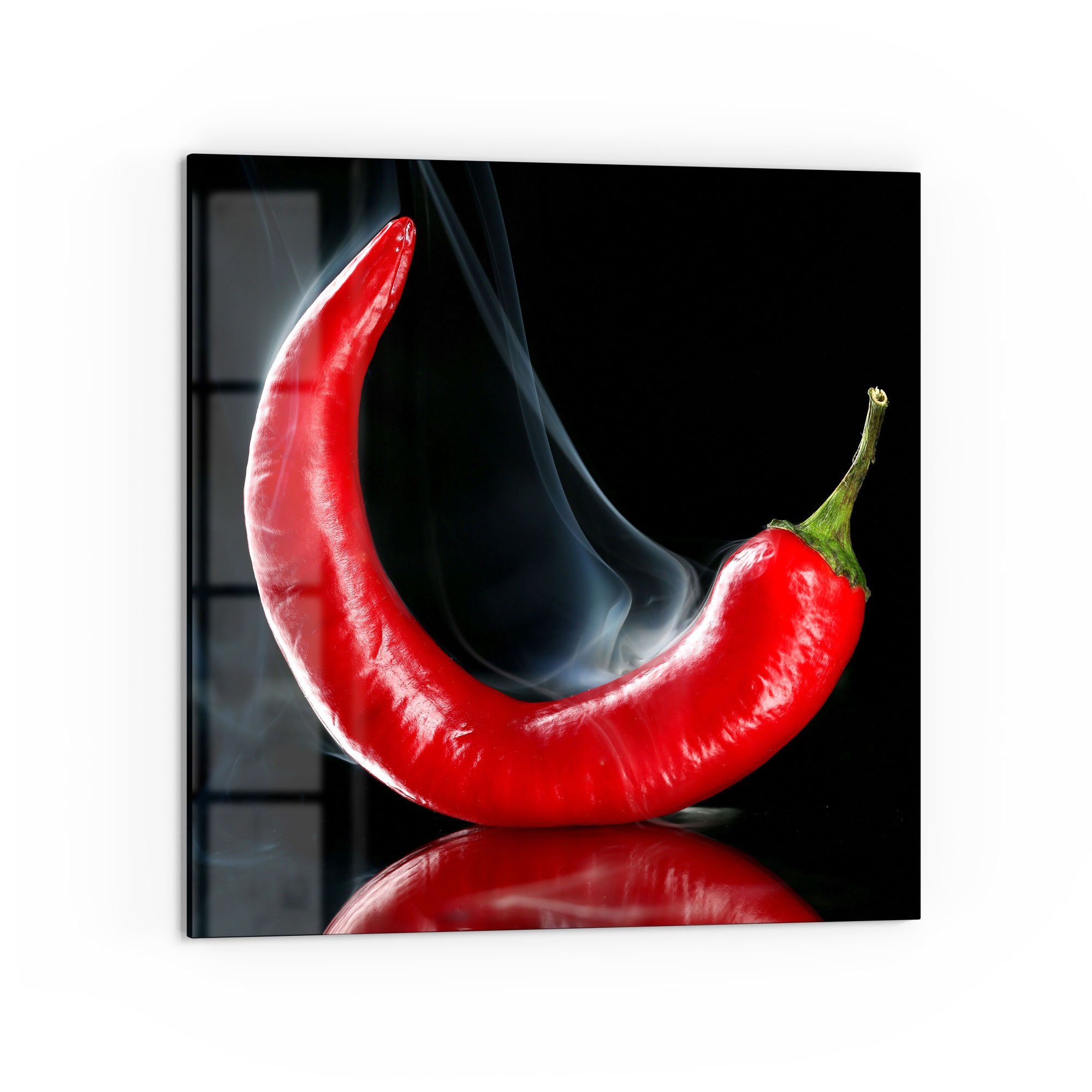 DEQORI Küchenrückwand 'Feurige Chilischote', Glas Spritzschutz Badrückwand Herdblende