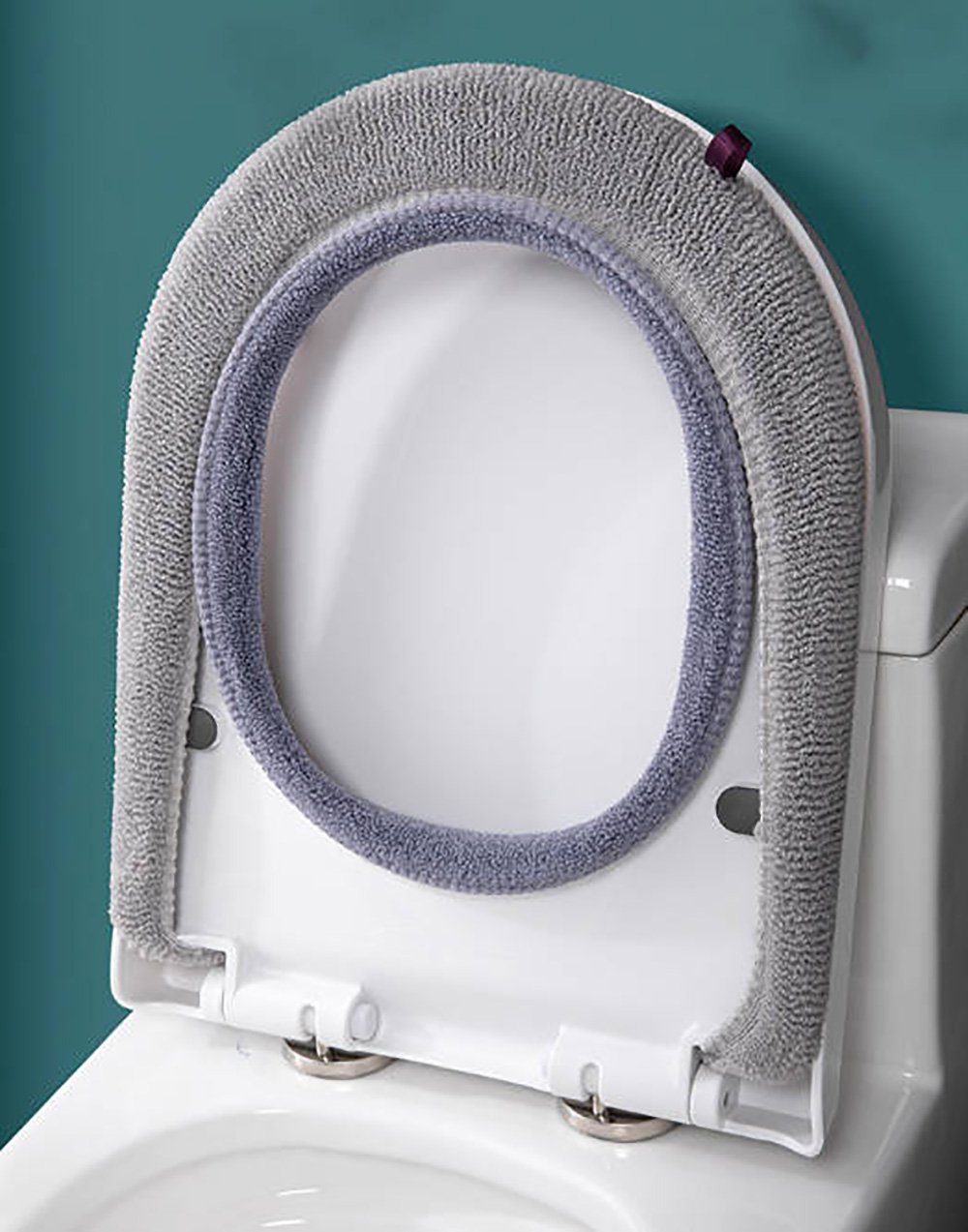 WC-Deckelbezug Weicher Toilettendeckel Deckel, Toilettensitzbezug, warmer Bezug Deliana.home, Höhe 20 mm, Wärmendes Material, Leicht abnehmbar, Passt auf die meisten Toilettensitze, Polyester-Faser, 1, Toilettensitzheizkissen, dehnbar, waschbar