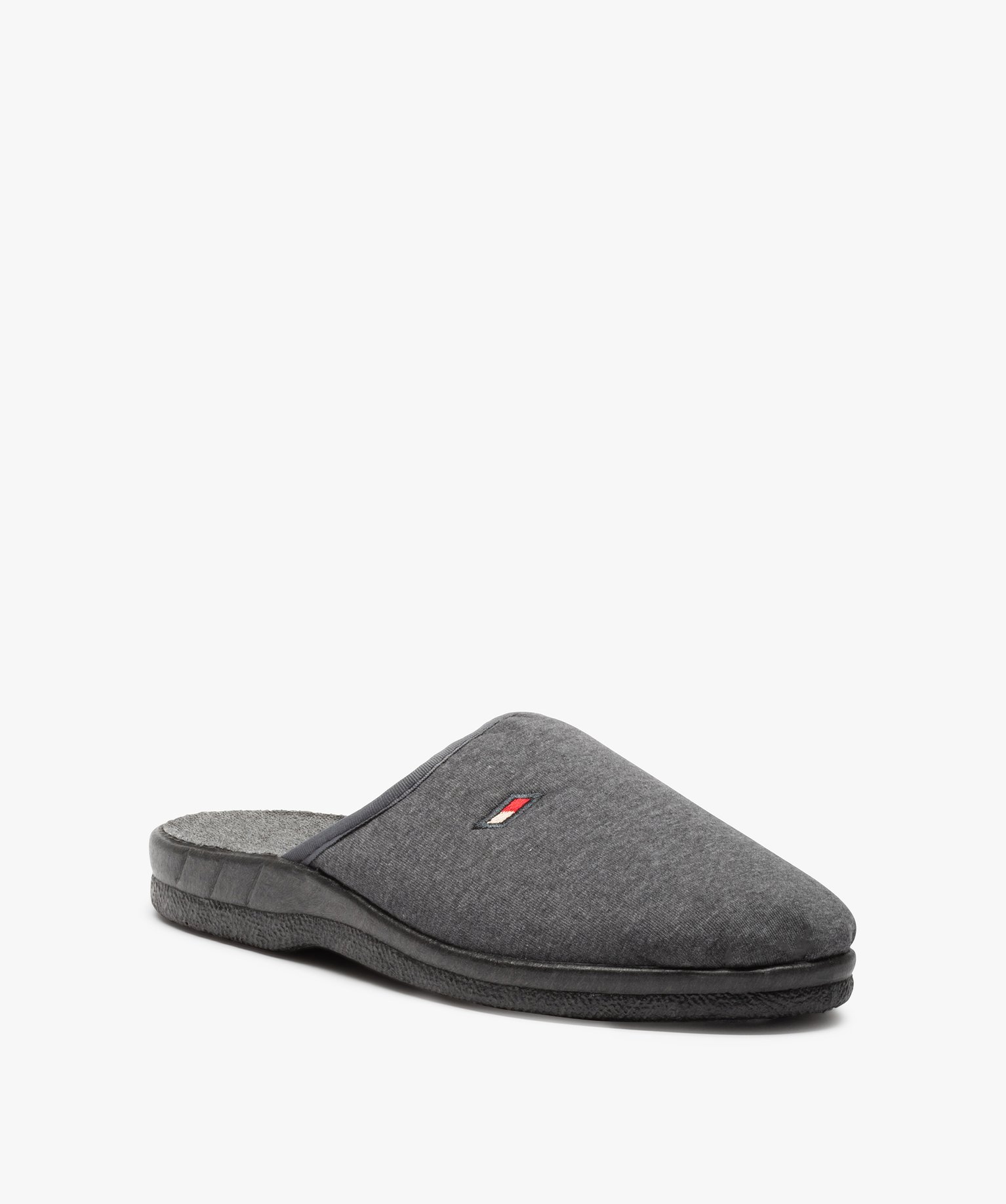 Pantoufles homme mules confort unies dessus jersey gris | GEMO