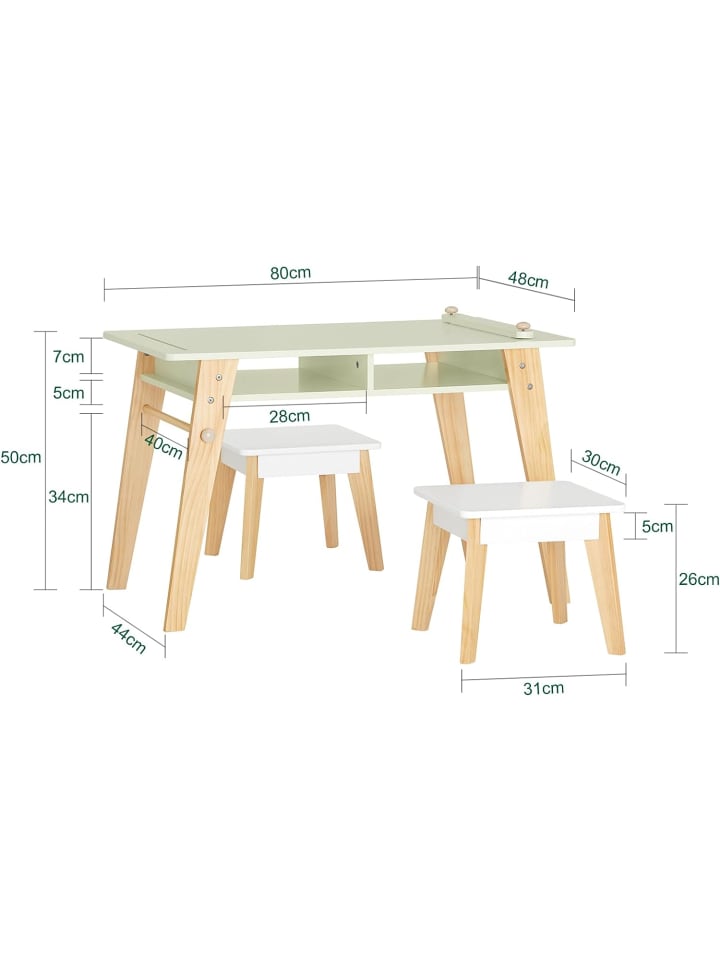 SoBuy Kindertisch in Weiß und Grün - (B)80 x (H)50 x (T)44cm günstig kaufen onesize