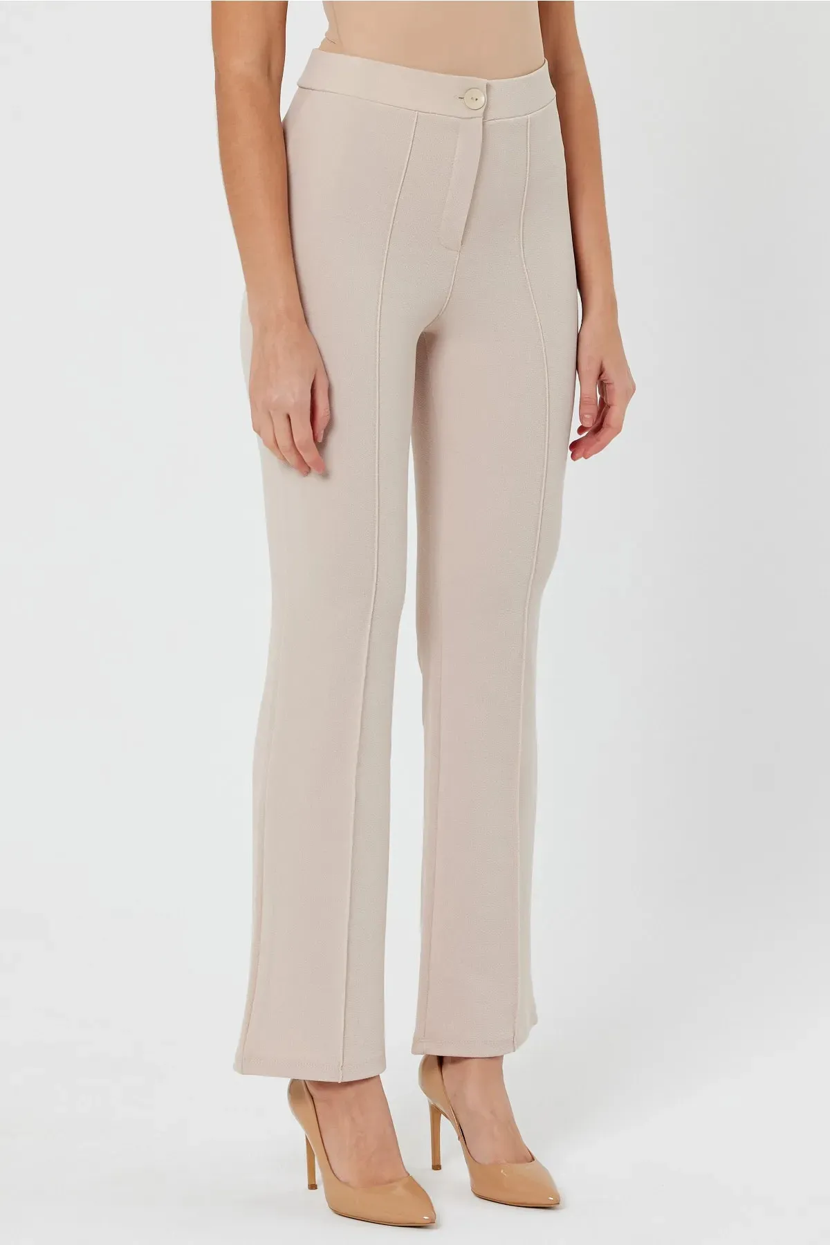 HAKKE  Damen-Palazzo-Hose mit hoher Taille, gerafftem, ausgestelltem Bein