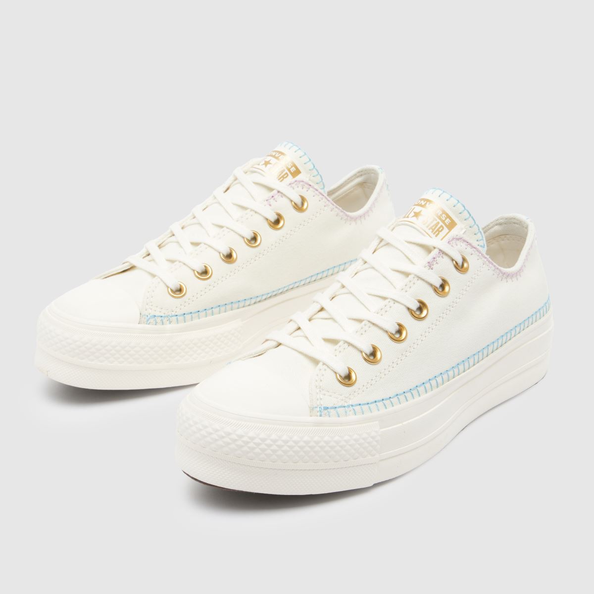 Converse All Star Lift Ox Craft Stitch tornacipő fehér és arany színben