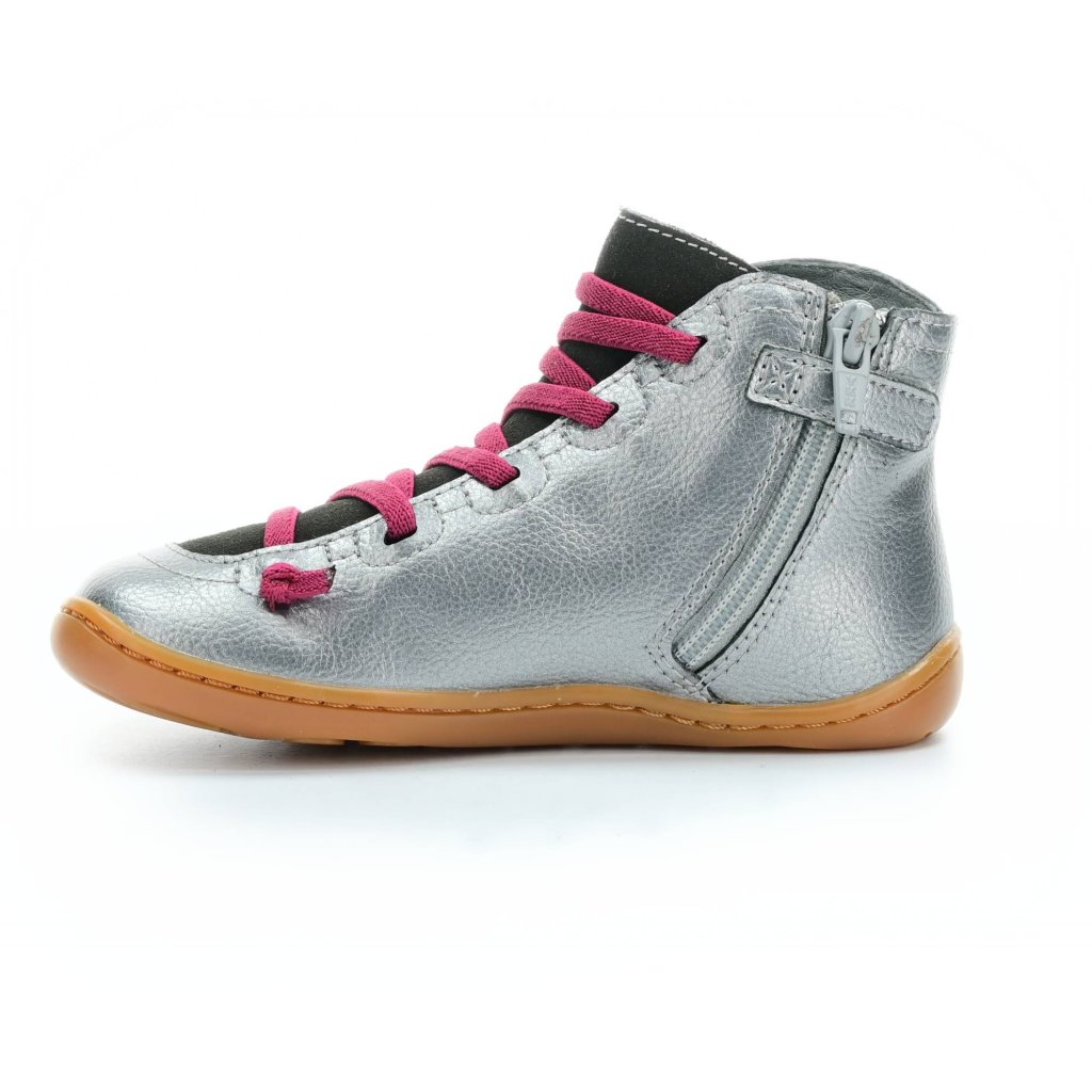 Camper Peu Cami Gust. Gunmetal, Meteor (90085-083) silberne Barfuß-Stiefeletten
