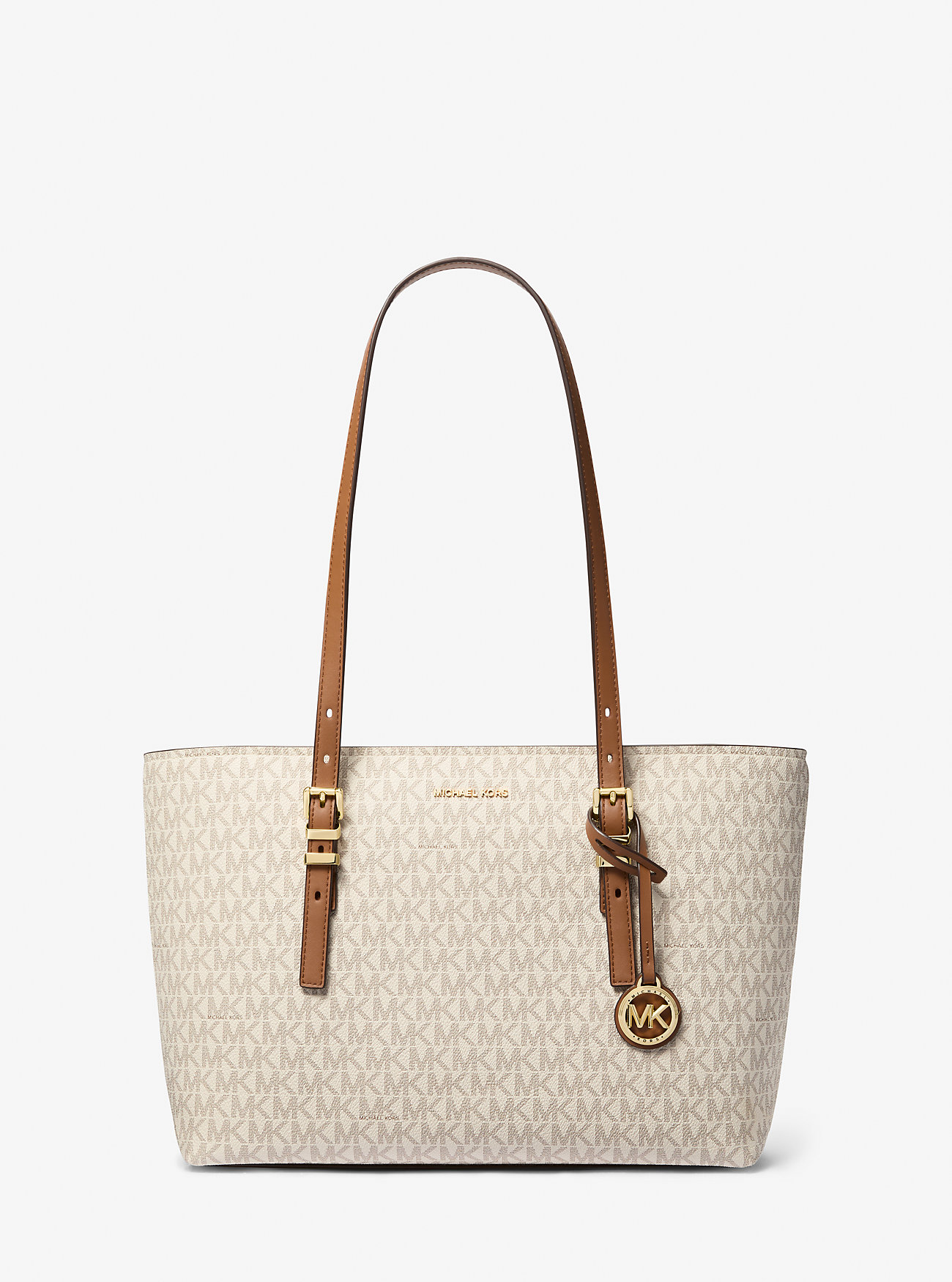 Quinn Medium Signature Logo og Skinnveske – VANILLA/EIKORN