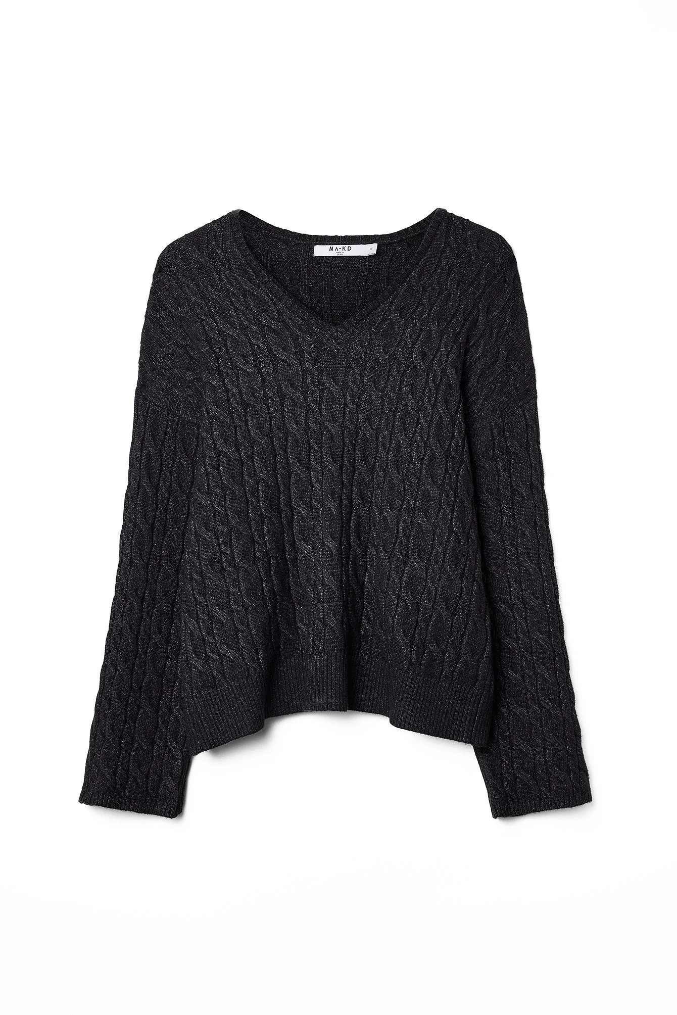 Strickpullover mit Zopfmuster und V-Ausschnitt