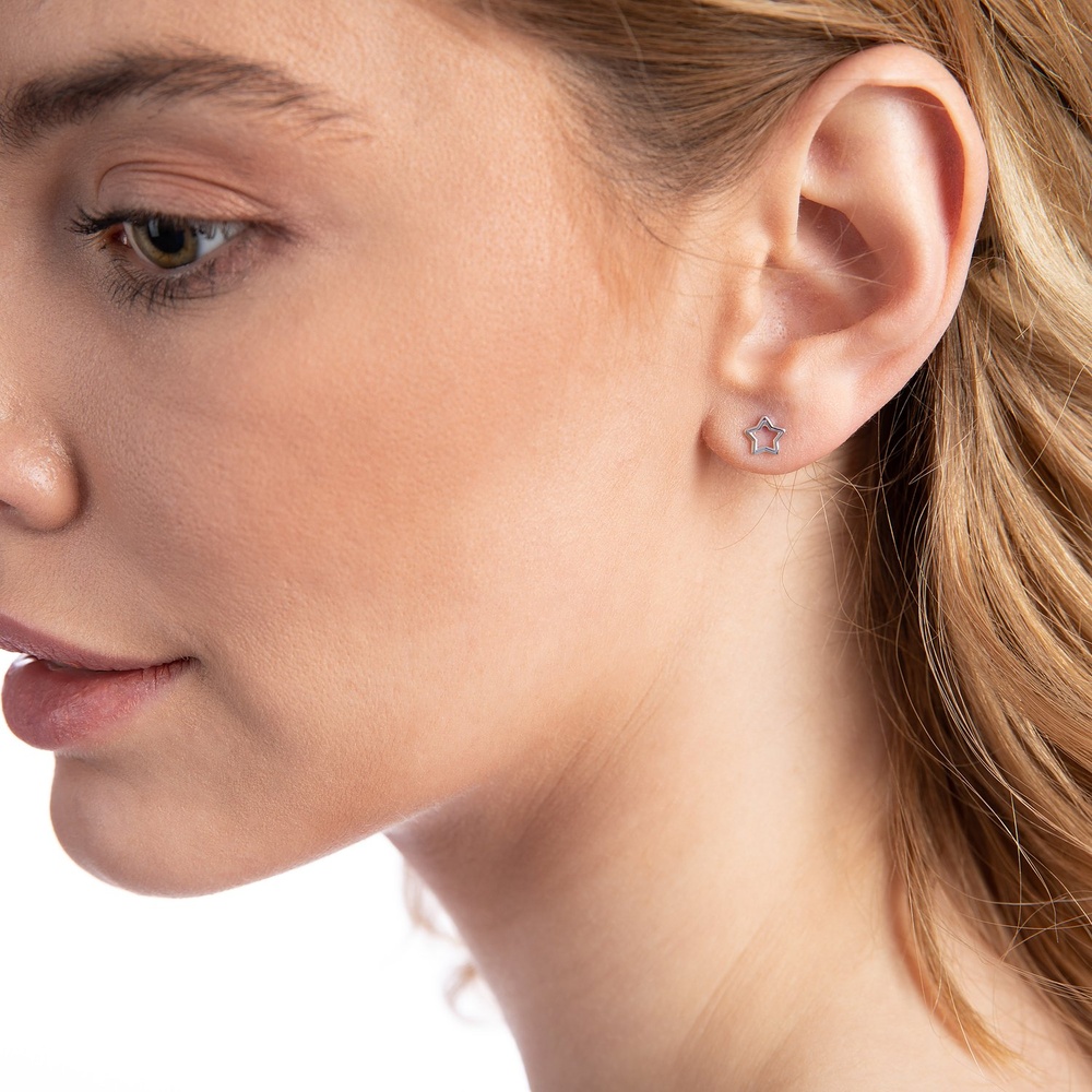 Valeria Boucles d'oreilles à fermoir à poussette 375 Or blanc Boucles d'oreilles