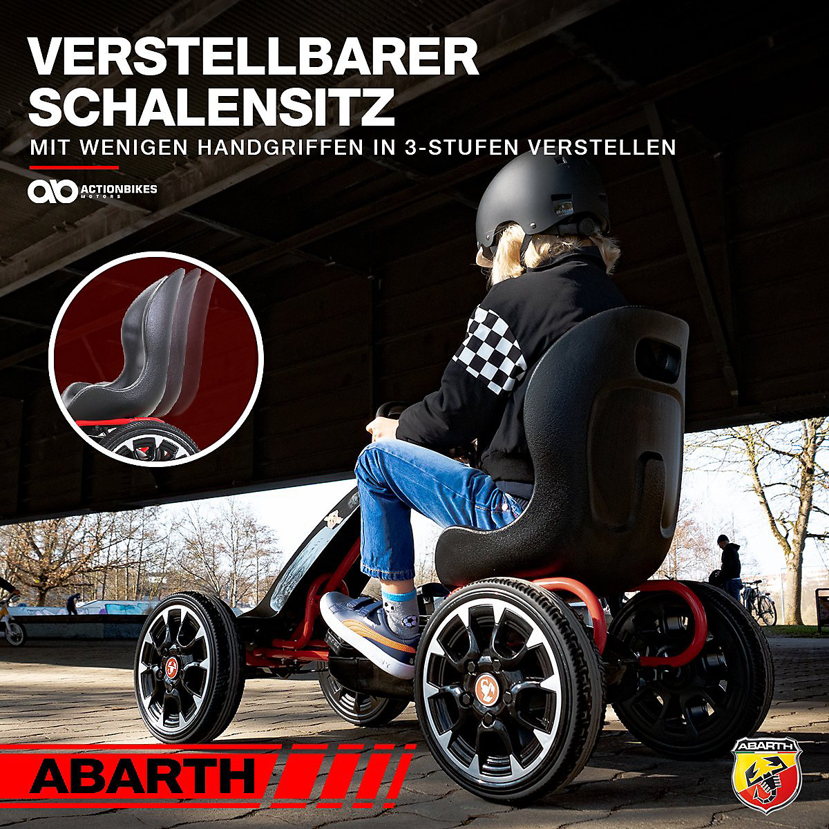Kinder GoKart Abarth FS595 Lizenziert - Belastbarkeit 30 kg - Handbremse
