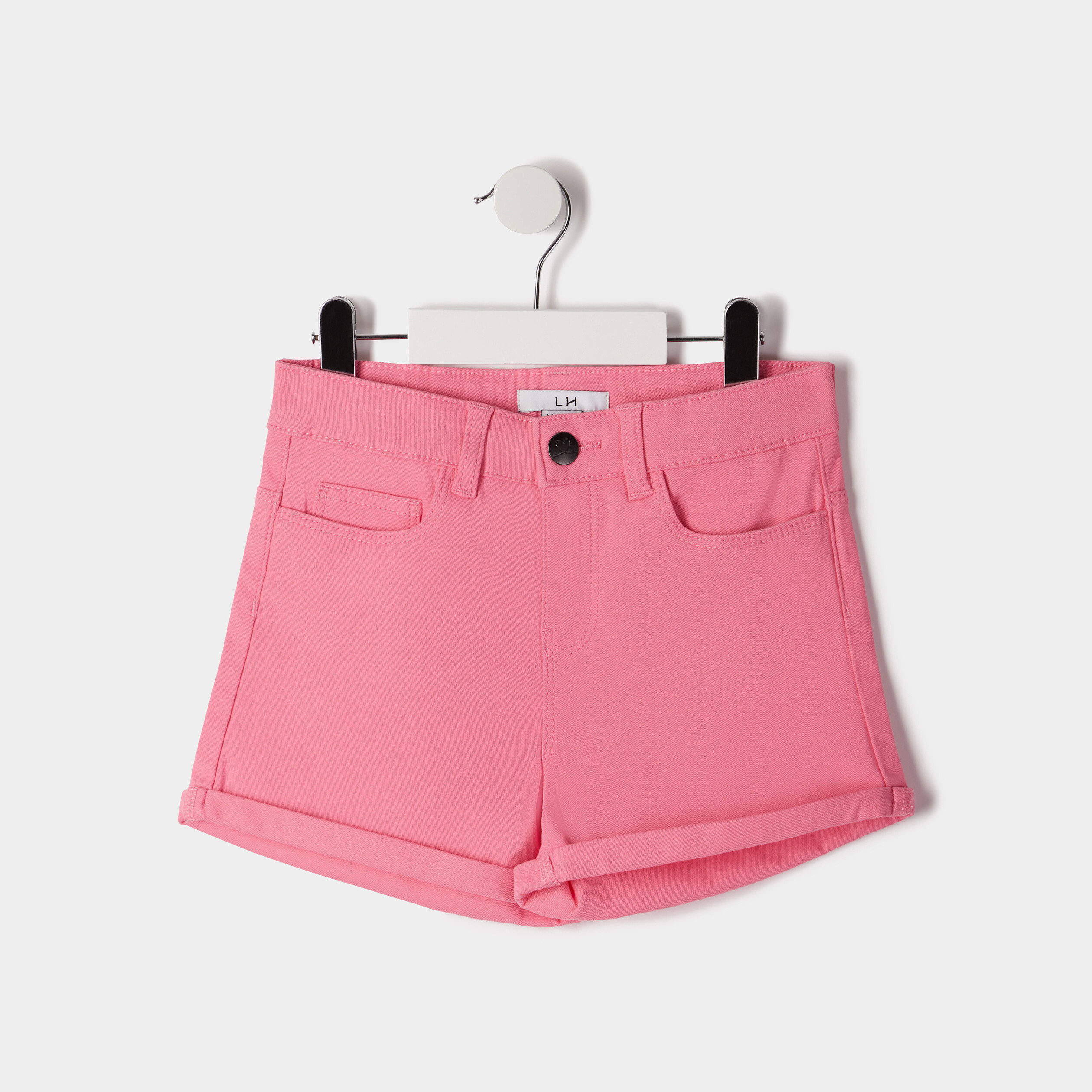 Short ajusté en twill rose clair fille | La Halle