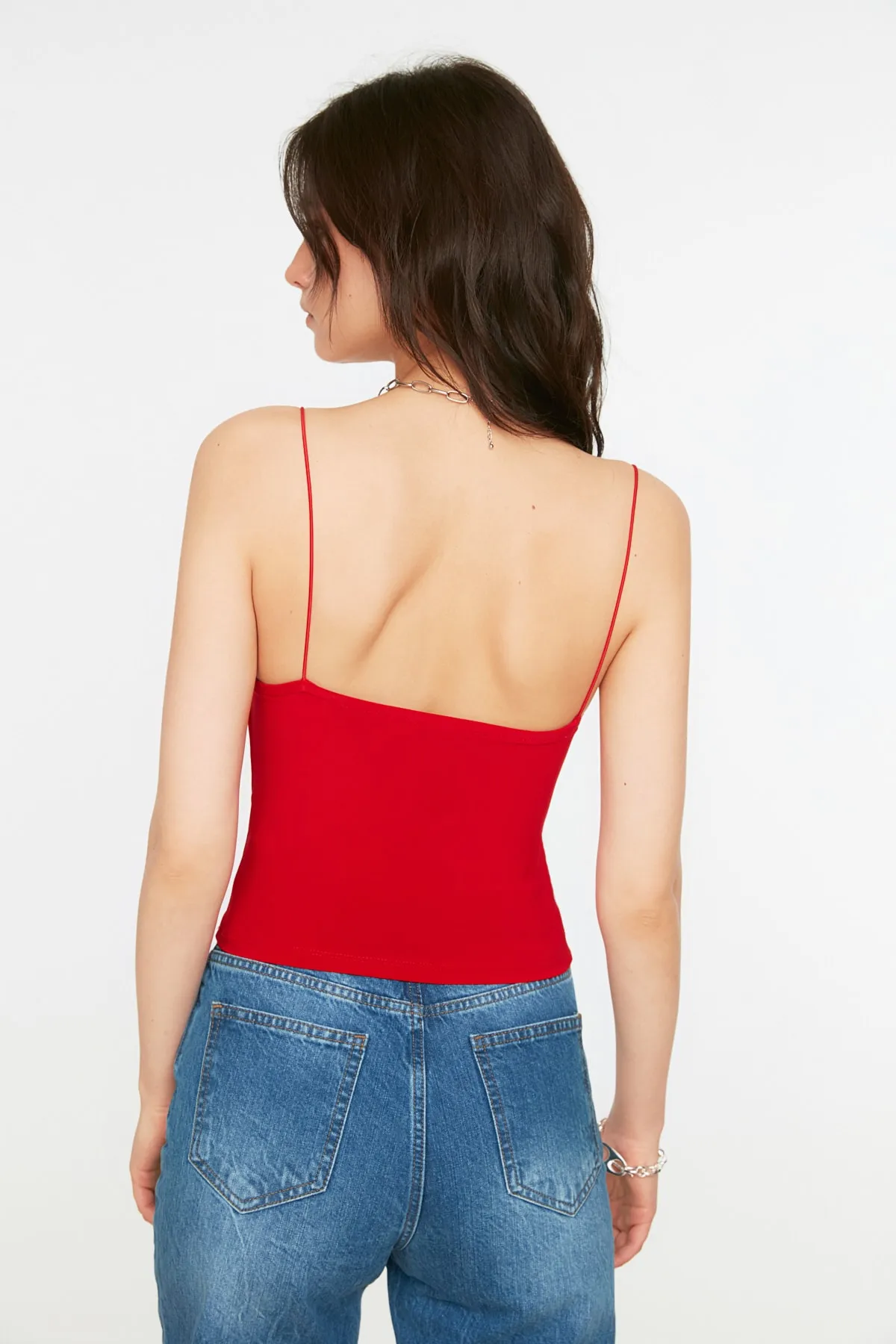 Trendyol Collection  Rote, dehnbare Strickbluse mit tailliertem Kragen TWOSS21BZ0667