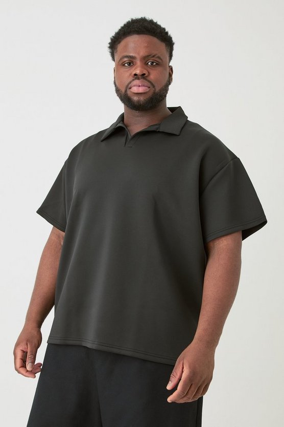 Plus Oversize Scuba Poloshirt