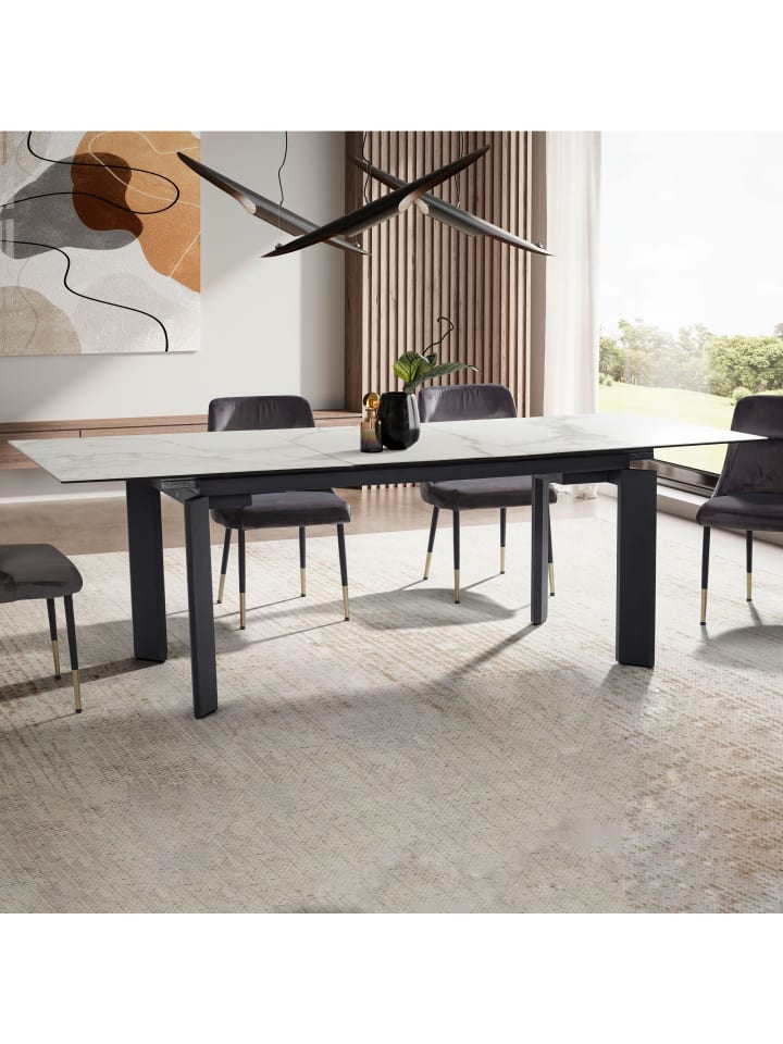 KADIMA DESIGN Esstisch ausziehbar groß, Marmor-Optik, Keramik-Glasplatte in Weiß-Schwarz günstig kaufen onesize