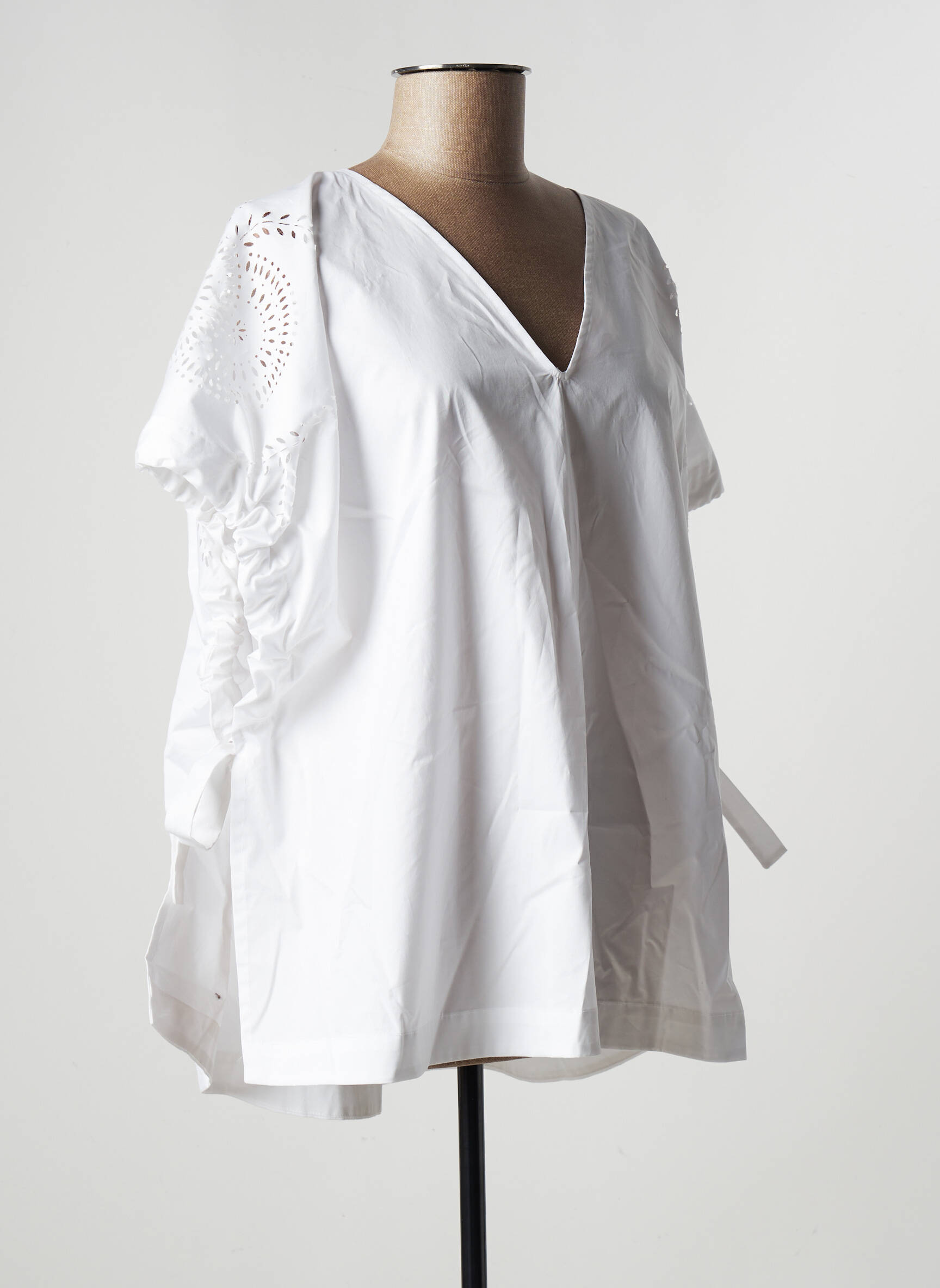 Tricot Chic Tuniquemanchecourte Femme couleur blanc