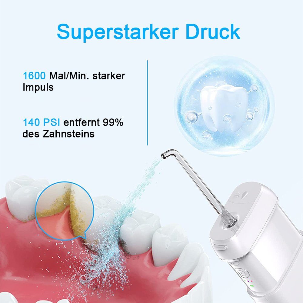 zggzerg Munddusche Elektrische Water Flosser Zahnzwischenraumreiniger mit 4 Düsen,3 Modi