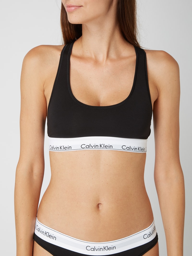 Bustier mit Logo-Bund in schwarz