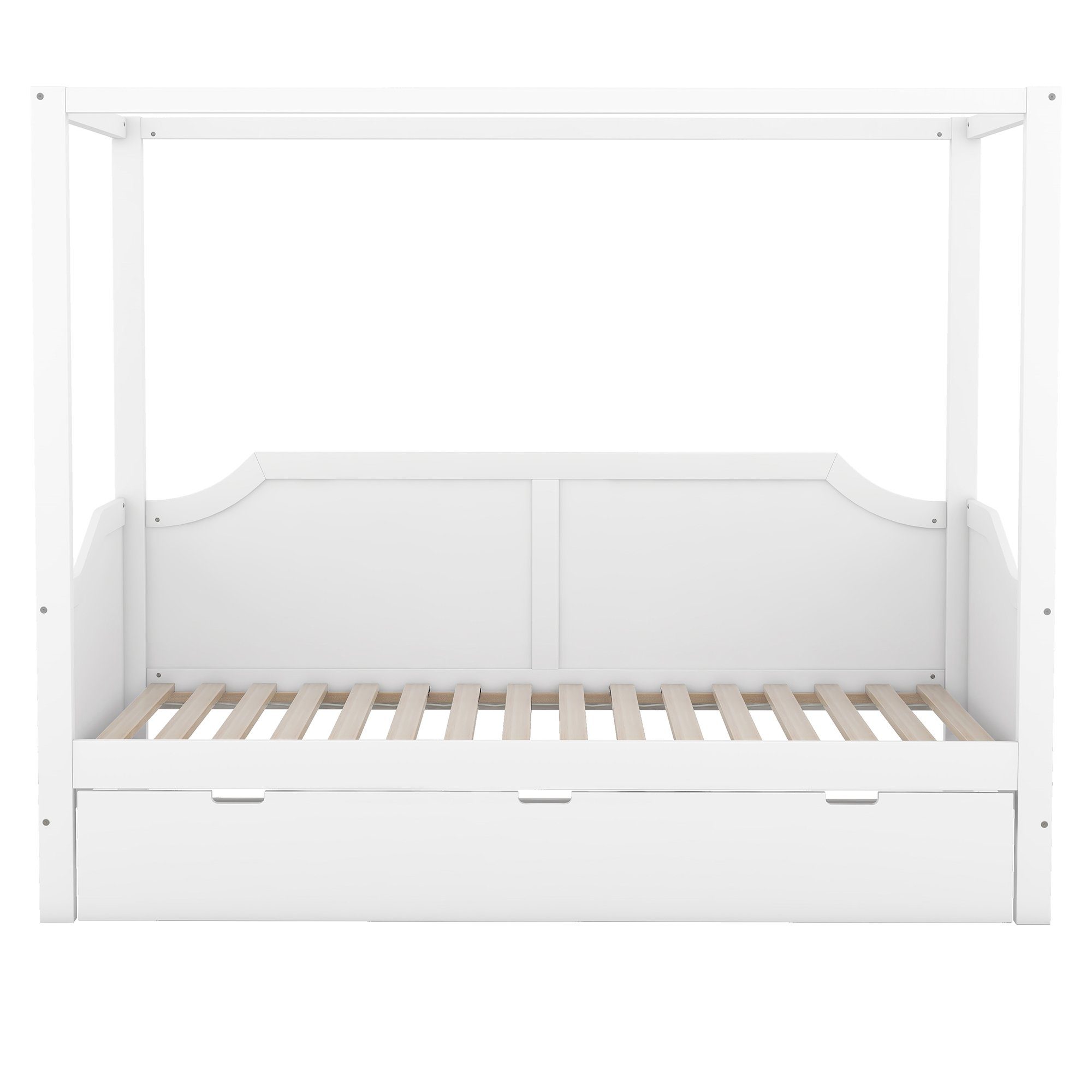DEEP POWER Himmelbett Hölzernen Baldachin Daybed,90x200cm,mit 3 in 1 Lagerung Schubladen