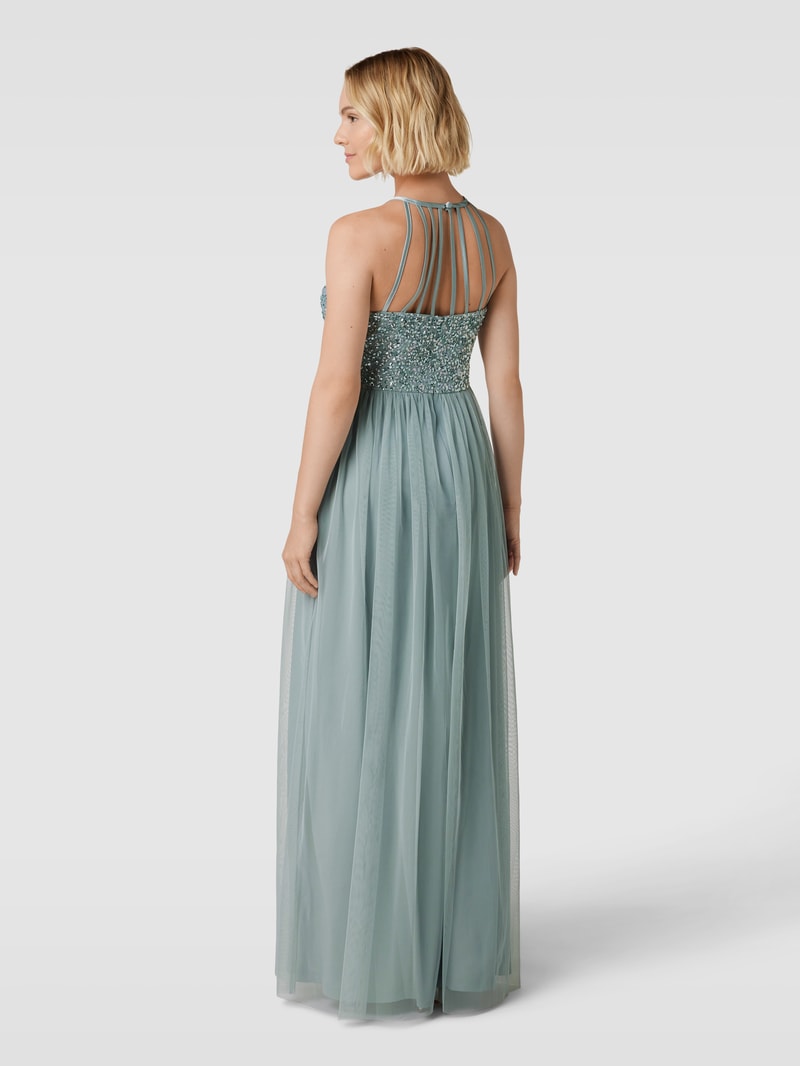 Abendkleid mit Neckholder in schilf