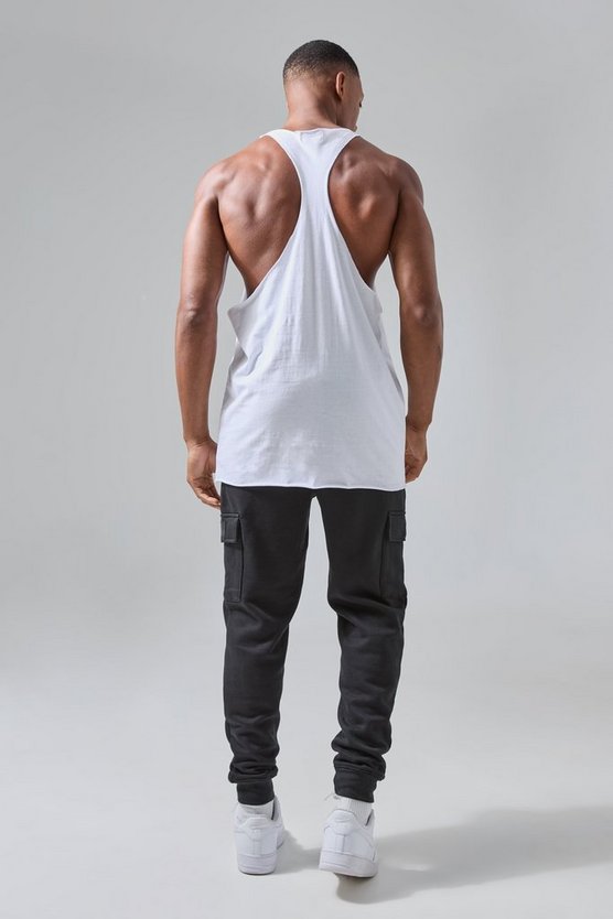 Man Active Jersey-Tanktop mit rohem Saum